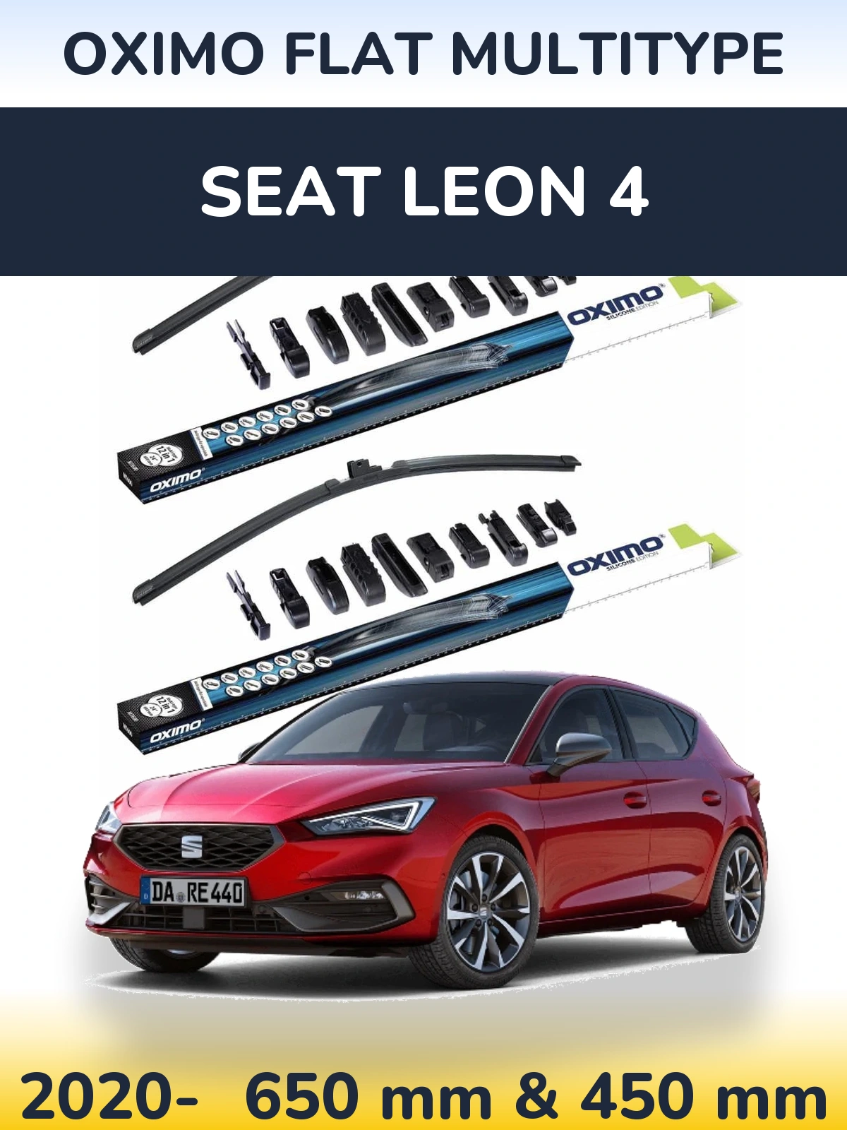 Komplet przednich wycieraczek Oximo Flat MultiType 650 & 450 mm do SEAT Leon 4 2020-2026