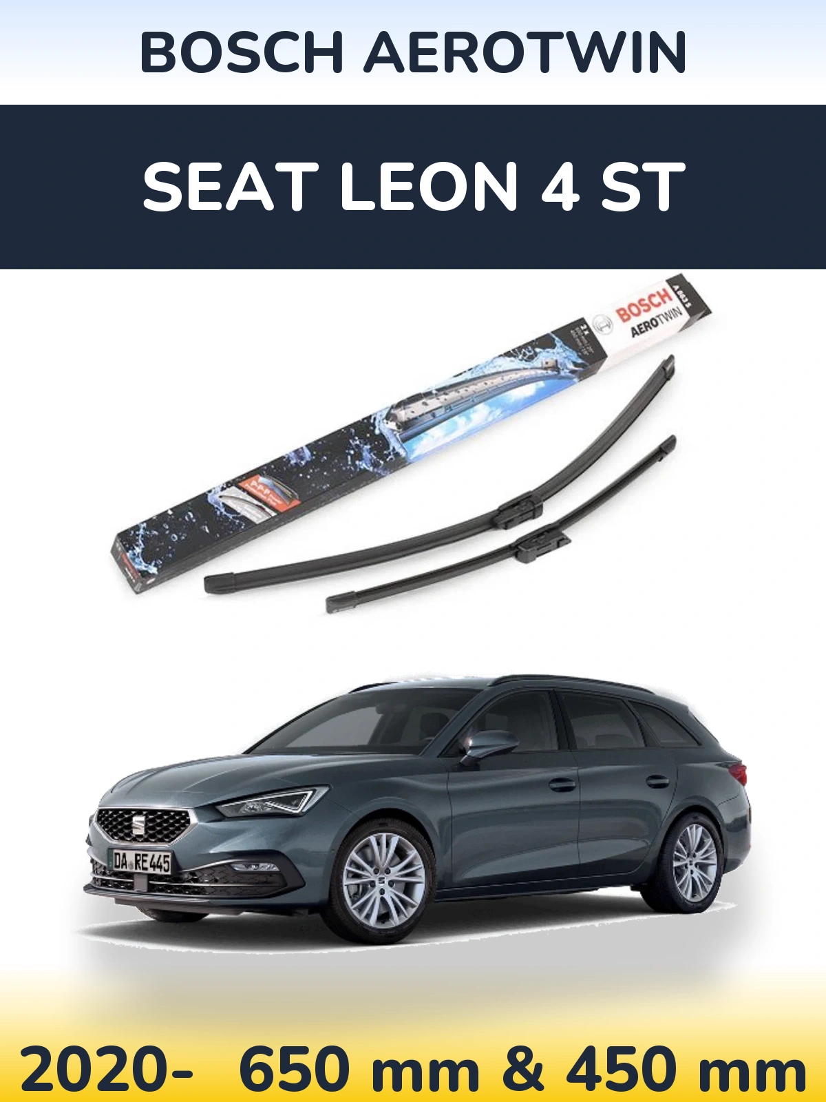 Komplet przednich wycieraczek BOSCH AeroTwin 650 & 450 mm do SEAT Leon 4 ST 2020-2026