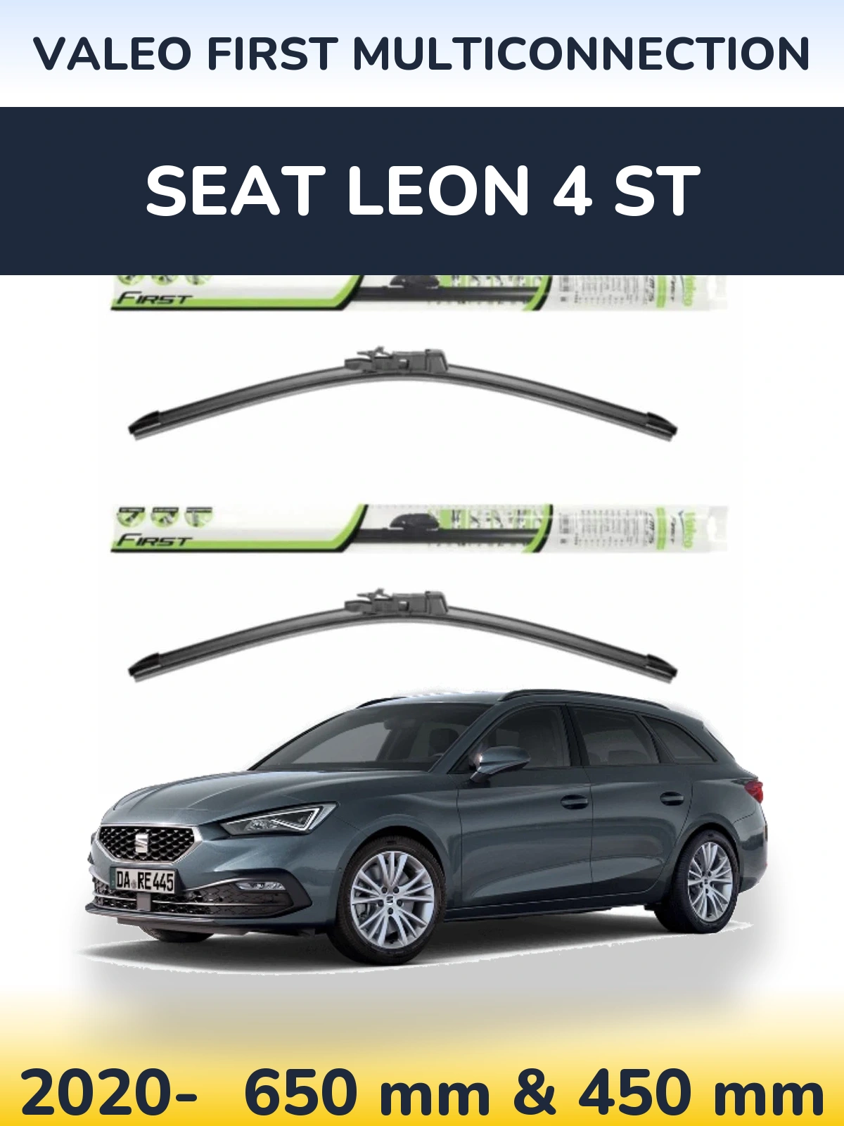 Комплект передних дворников Valeo First MultiConnection 650 & 450 мм для SEAT Leon 4 ST 2020-2026