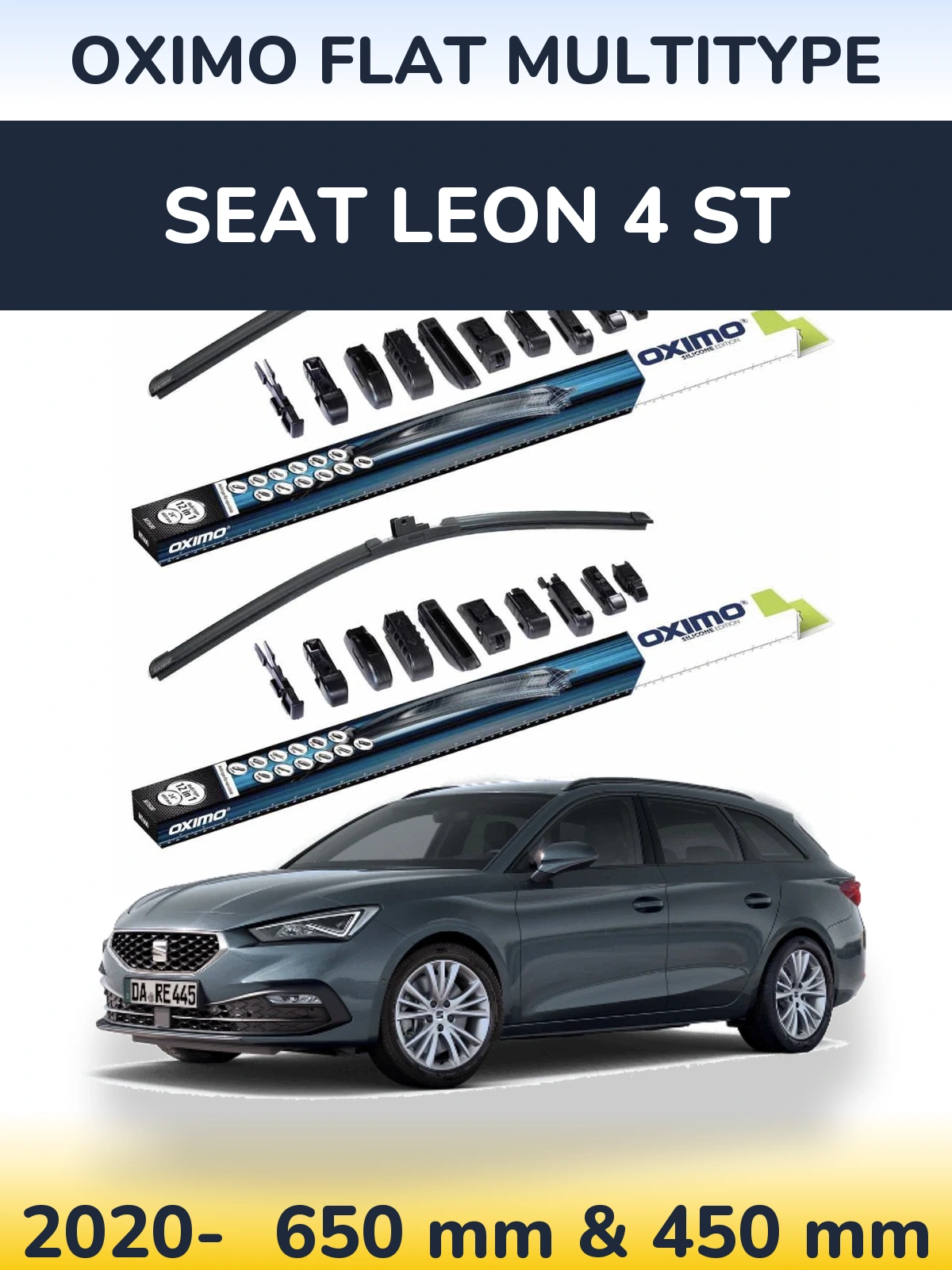 Komplet przednich wycieraczek Oximo Flat MultiType 650 & 450 mm do SEAT Leon 4 ST 2020-2026