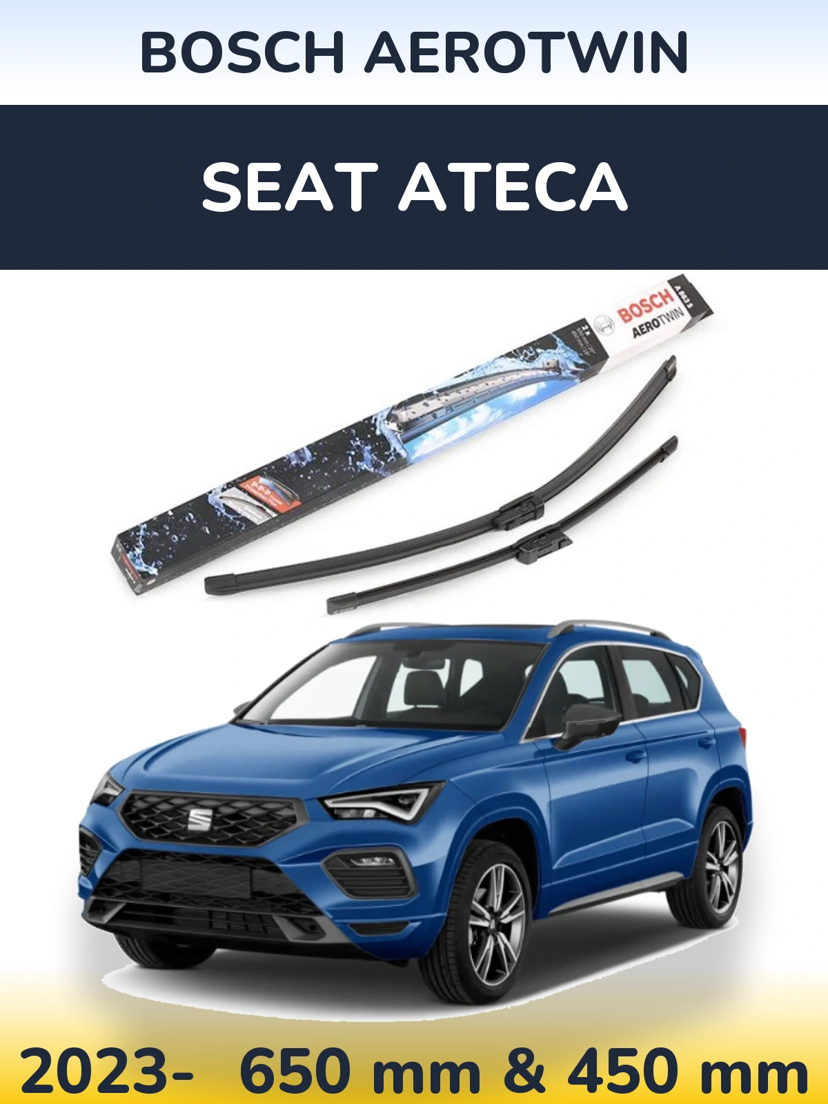 Komplet przednich wycieraczek BOSCH AeroTwin 650 & 450 mm do SEAT Ateca 2023-2026