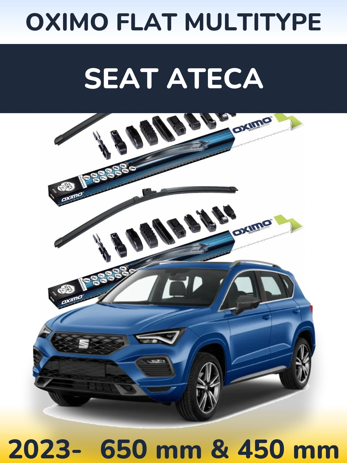 Komplet przednich wycieraczek Oximo Flat MultiType 650 & 450 mm do SEAT Ateca 2023-2026