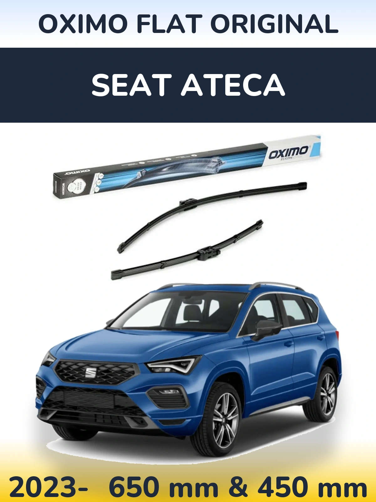 Komplet przednich wycieraczek Oximo Flat Original 650 & 450 mm do SEAT Ateca 2023-2026