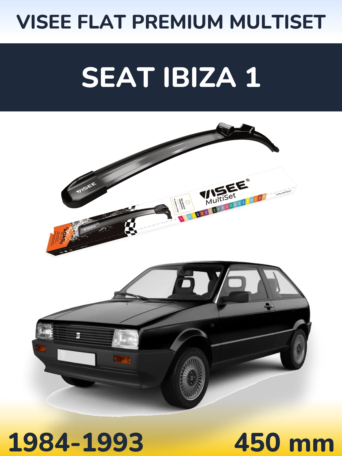 Przednia wycieraczka VISEE FLAT PREMIUM MultiSet 450 mm do SEAT Ibiza 1 1984-1993