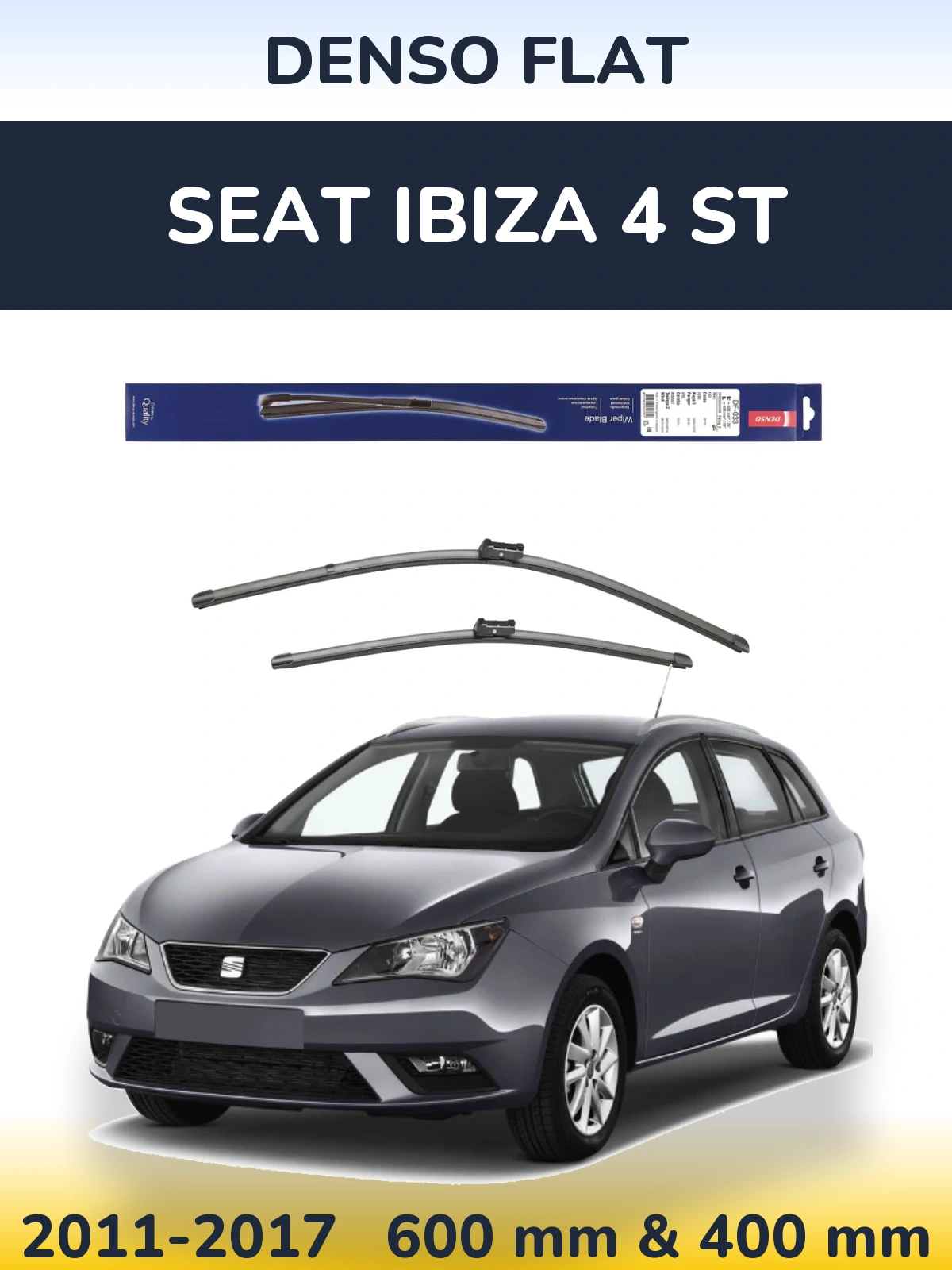 Komplet przednich wycieraczek Denso Flat 600 & 400 mm do SEAT Ibiza 4 ST 2011-2017