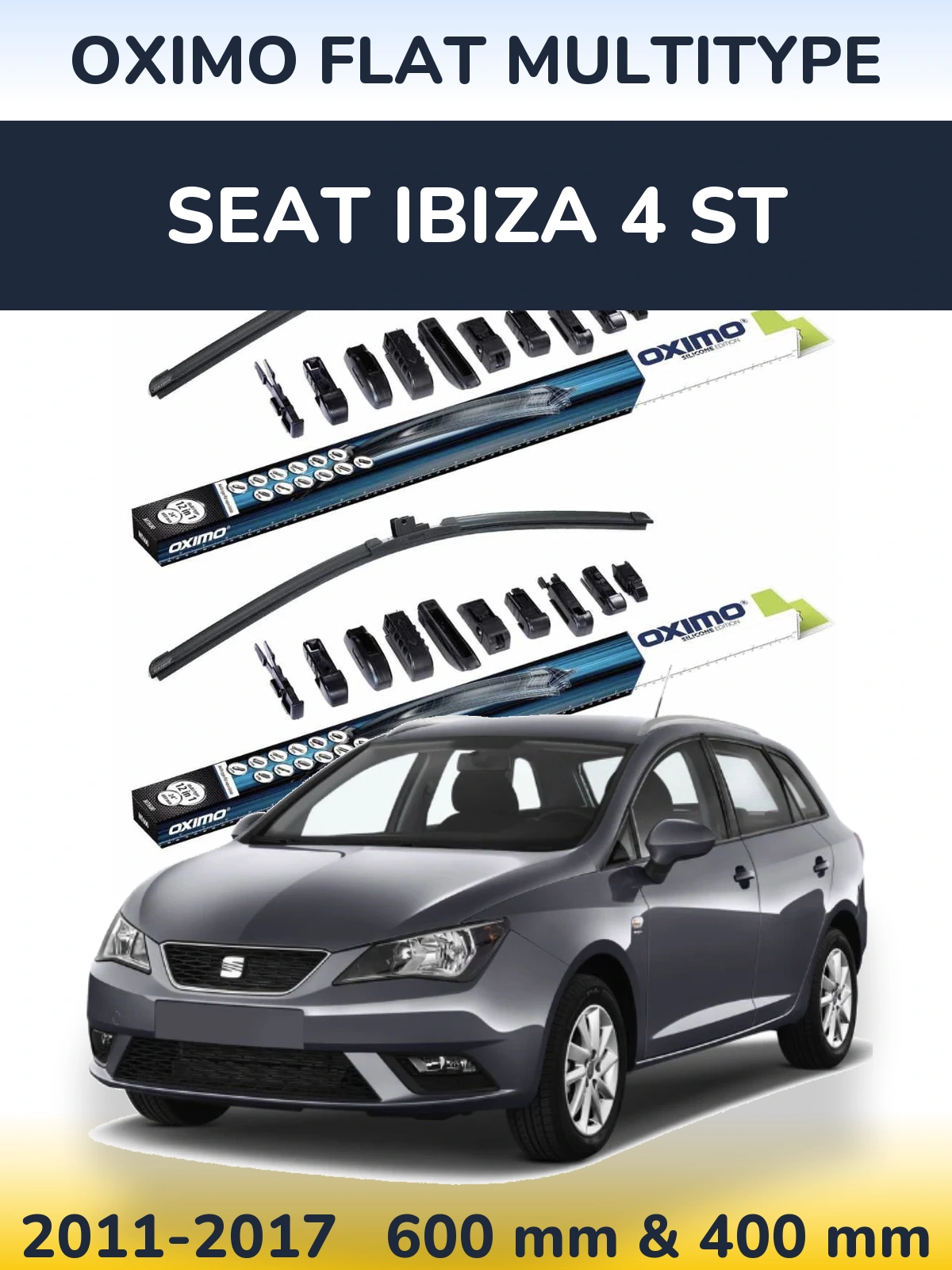 Komplet przednich wycieraczek Oximo Flat MultiType 600 & 400 mm do SEAT Ibiza 4 ST 2011-2017