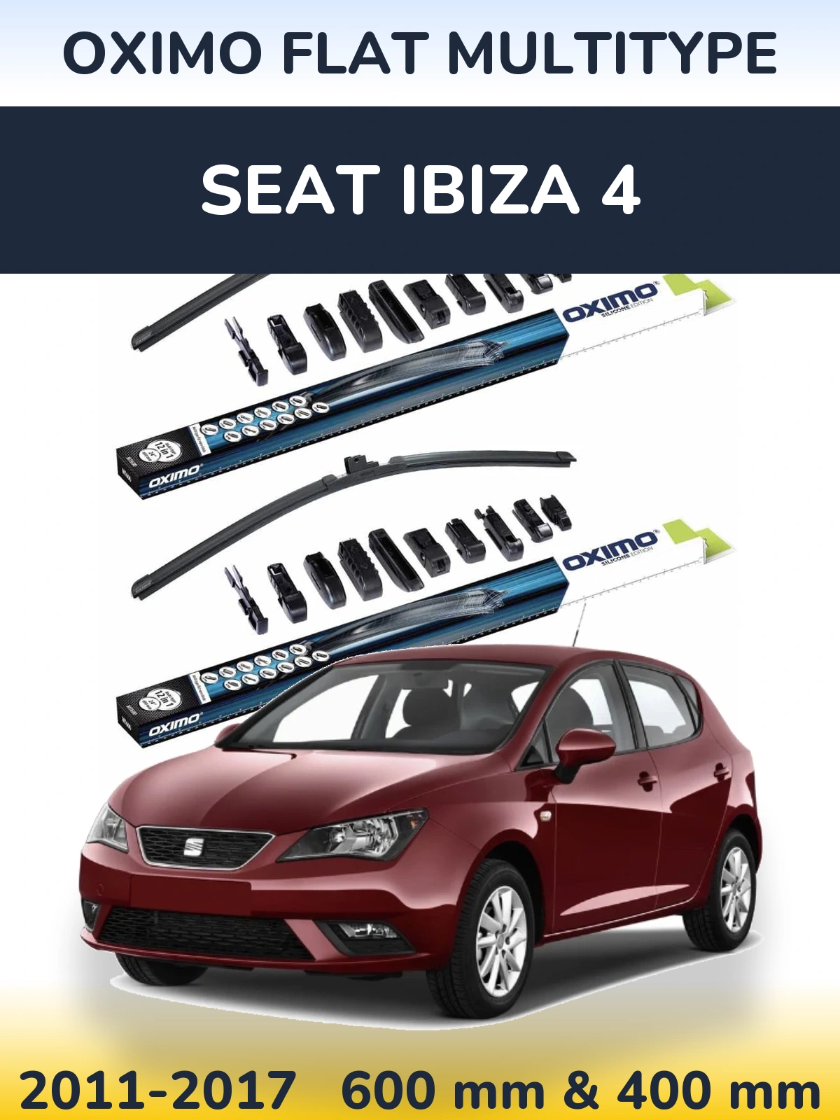 Komplet przednich wycieraczek Oximo Flat MultiType 600 & 400 mm do SEAT Ibiza 4 2011-2017