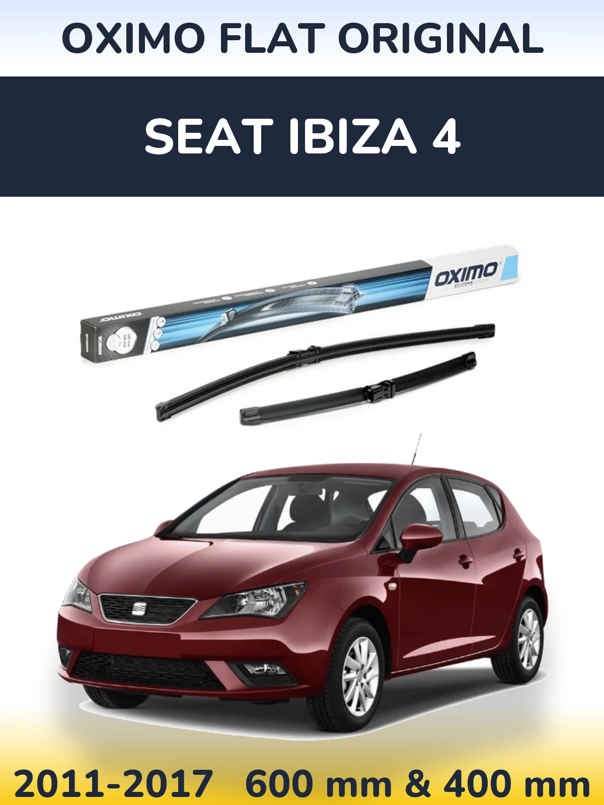 Komplet przednich wycieraczek Oximo Flat Original 600 & 400 mm do SEAT Ibiza 4 2011-2017