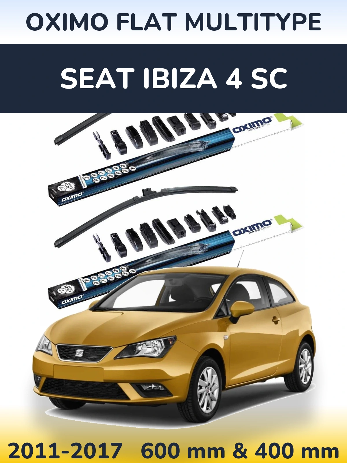 Komplet przednich wycieraczek Oximo Flat MultiType 600 & 400 mm do SEAT Ibiza 4 SC 2011-2017