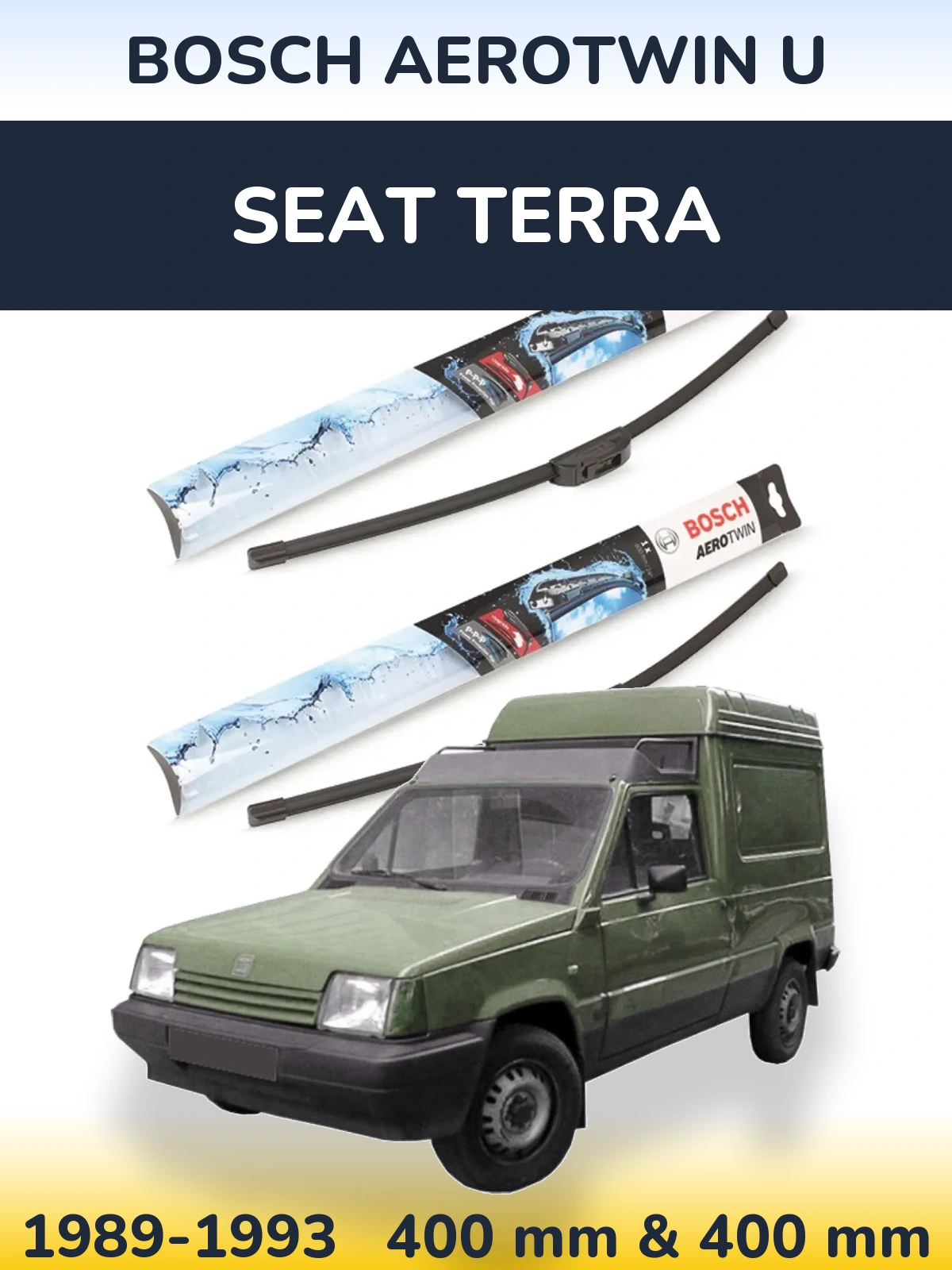 Komplet przednich wycieraczek BOSCH AeroTwin U 400 & 400 mm do SEAT Terra 1989-1993