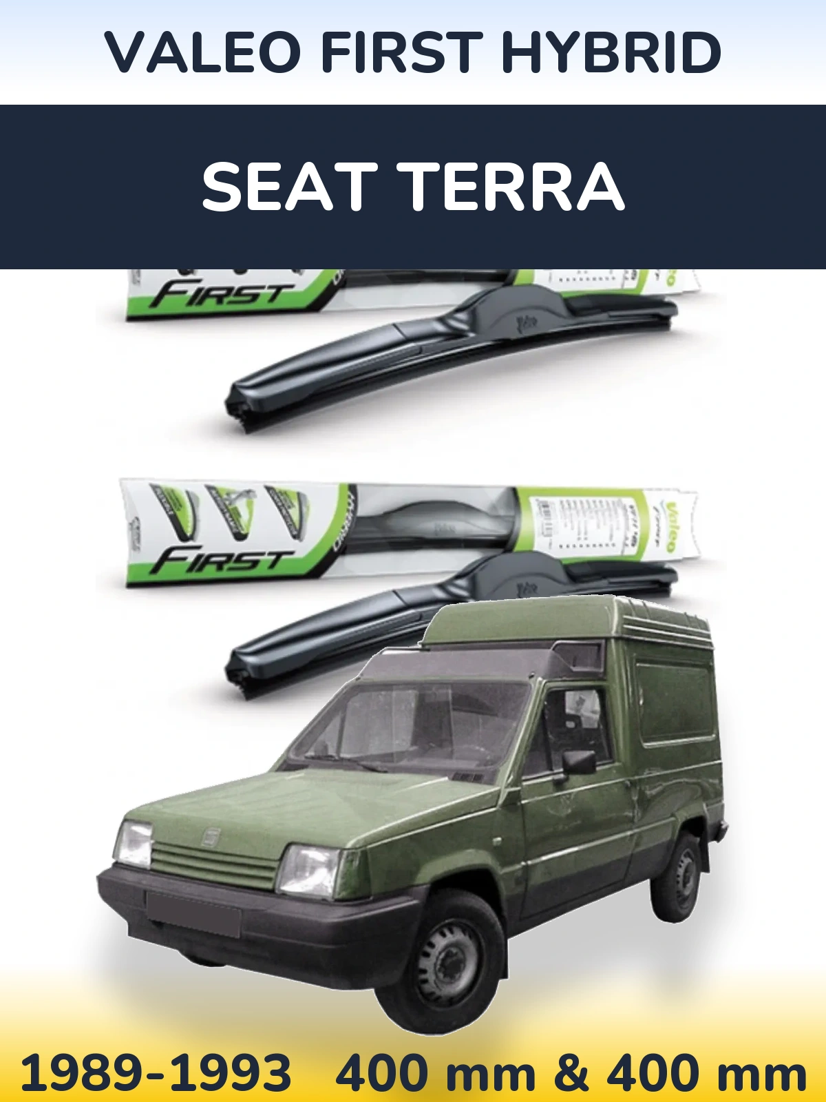 Komplet przednich wycieraczek Valeo First Hybrid 400 & 400 mm do SEAT Terra 1989-1993