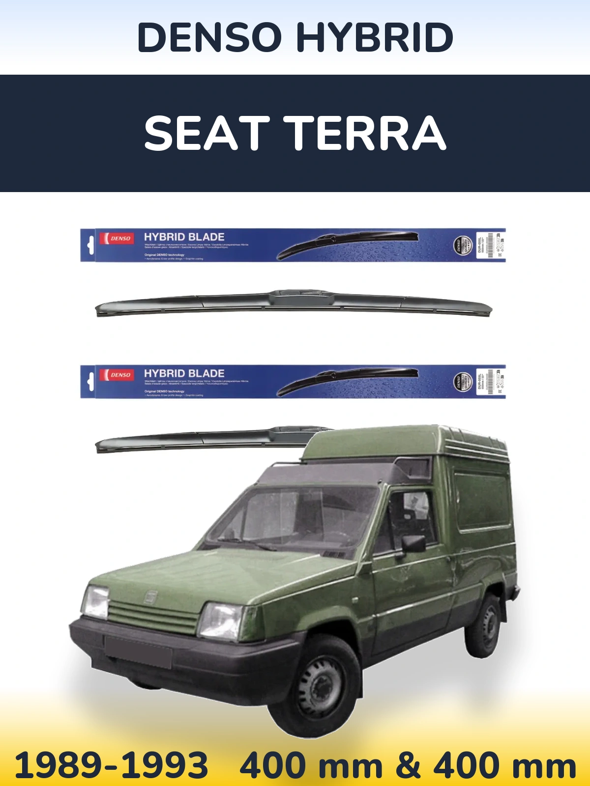 Komplet przednich wycieraczek Denso Hybrid 400 & 400 mm do SEAT Terra 1989-1993