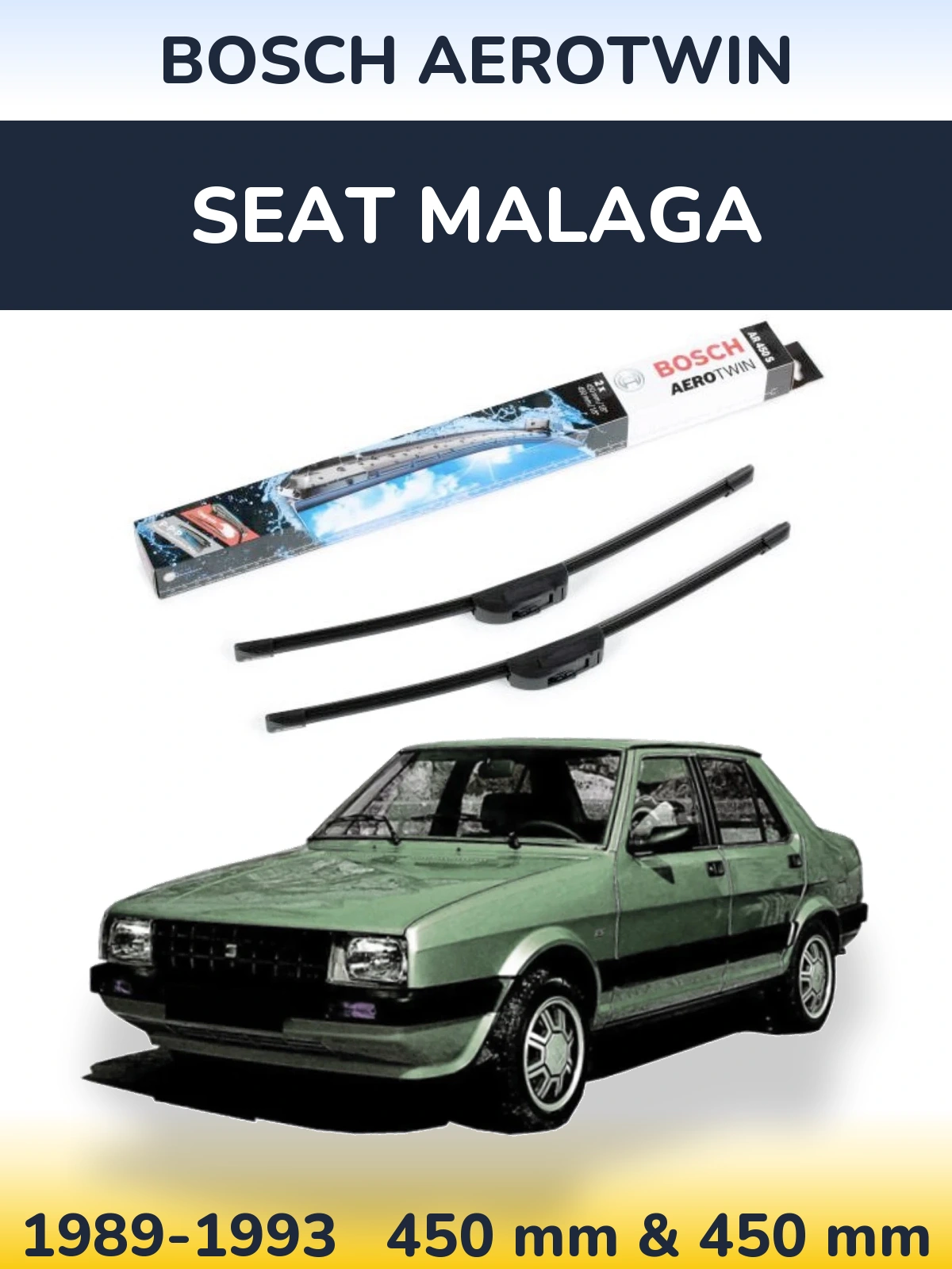 Комплект передних дворников BOSCH AeroTwin 450 & 450 мм для SEAT Malaga 1989-1993