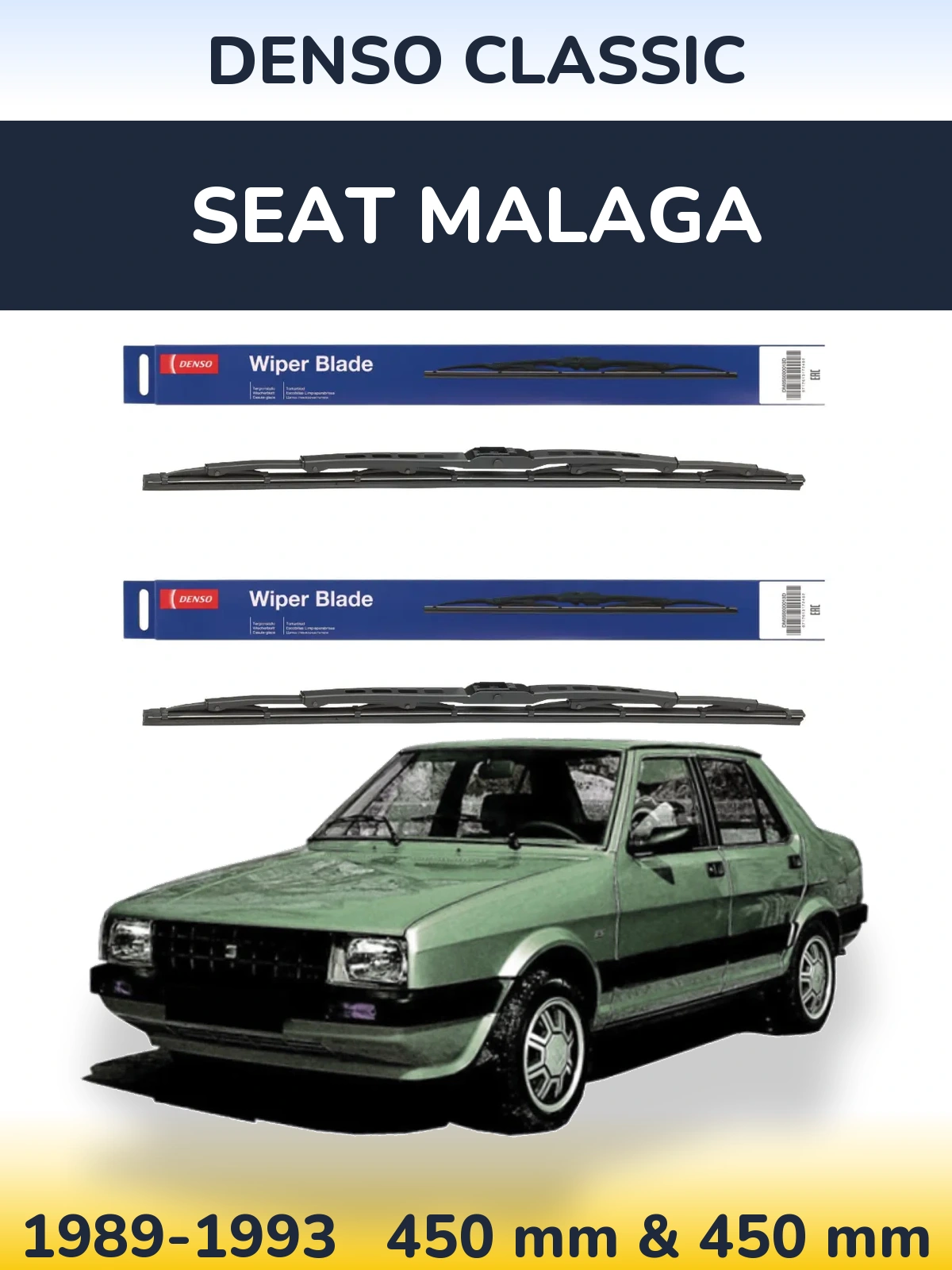 Komplet przednich wycieraczek Denso Classic 450 & 450 mm do SEAT Malaga 1989-1993