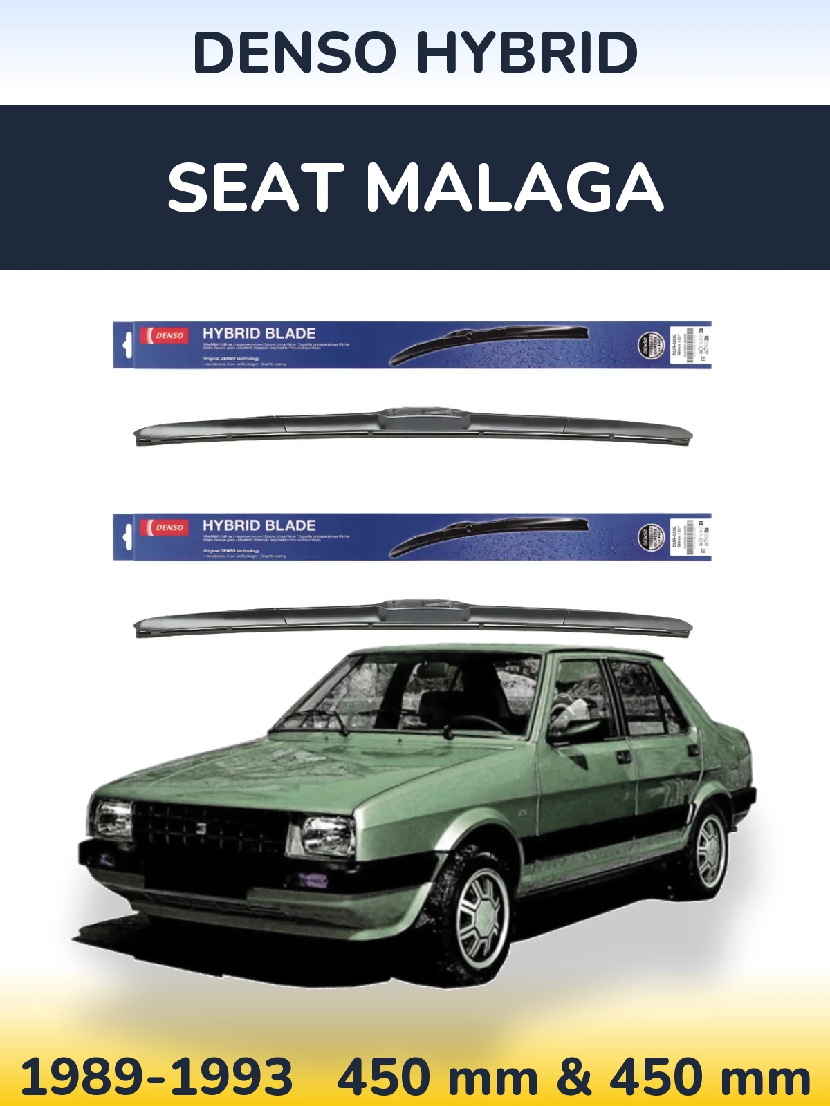 Komplet przednich wycieraczek Denso Hybrid 450 & 450 mm do SEAT Malaga 1989-1993