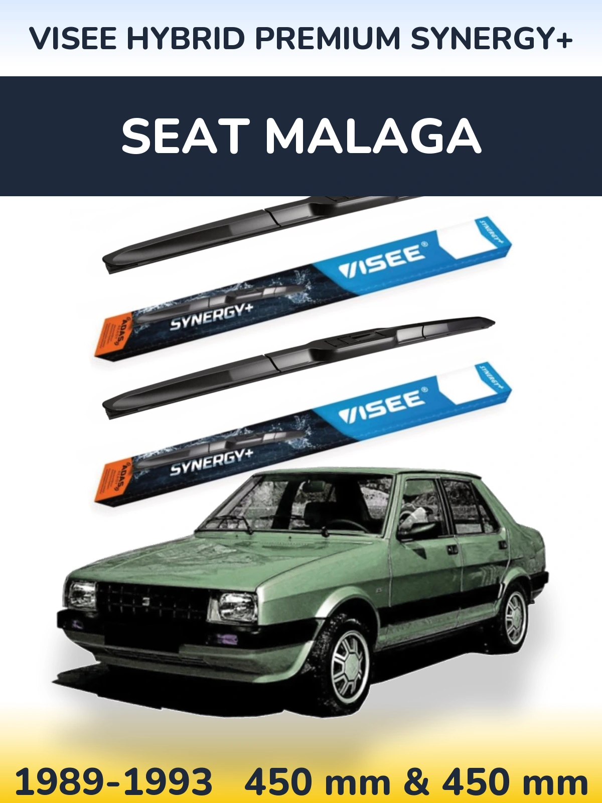 Komplet przednich wycieraczek VISEE HYBRID PREMIUM SYNERGY+ 450 & 450 mm do SEAT Malaga 1989-1993