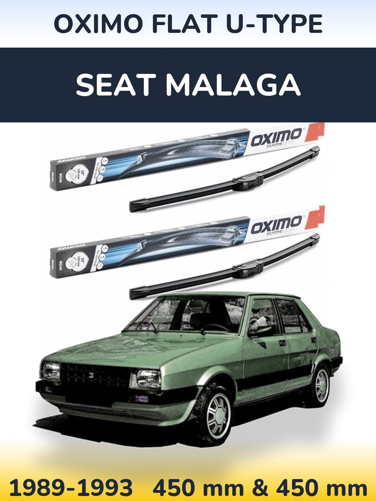 Komplet przednich wycieraczek Oximo Flat U-type 450 & 450 mm do SEAT Malaga 1989-1993