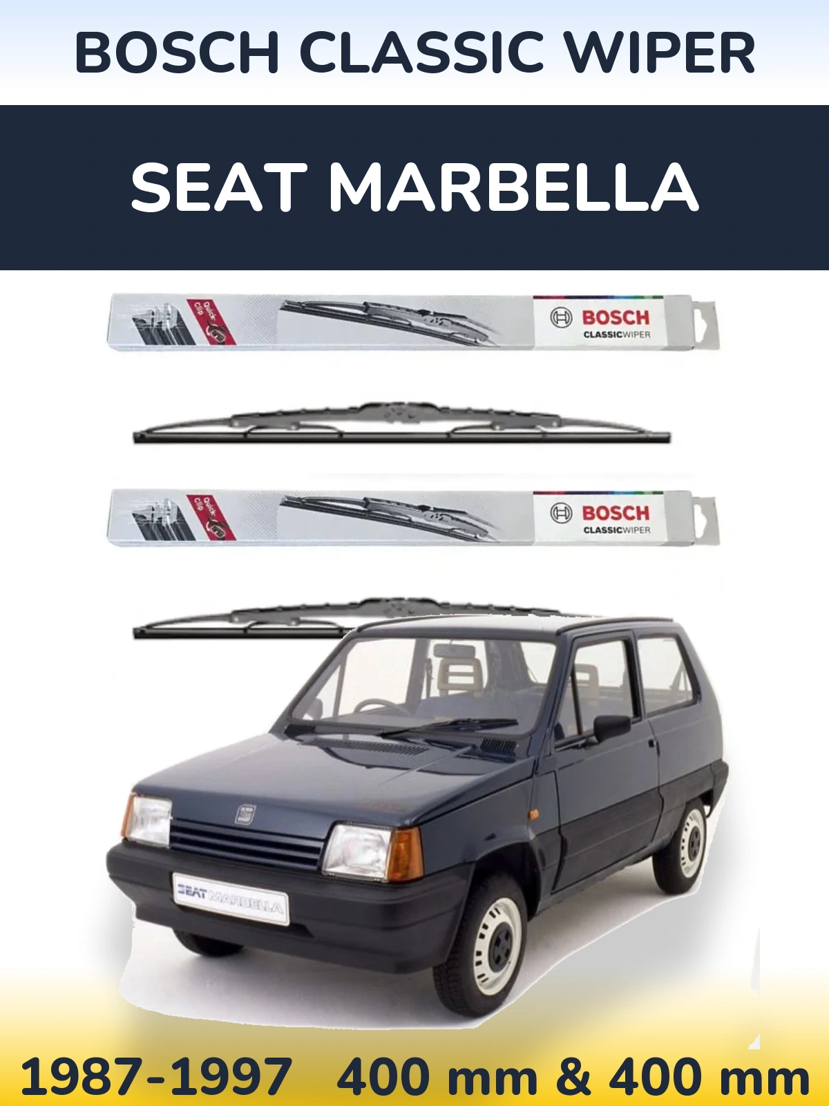 Komplet przednich wycieraczek BOSCH Classic Wiper 400 & 400 mm do SEAT Marbella 1987-1997