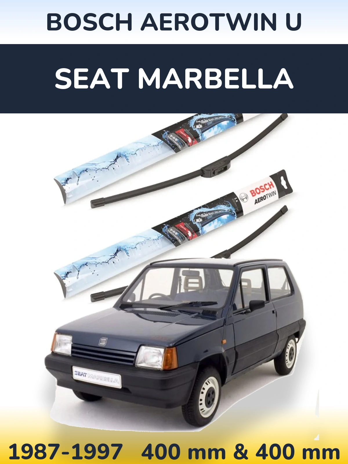 Комплект передних дворников BOSCH AeroTwin U 400 & 400 мм для SEAT Marbella 1987-1997
