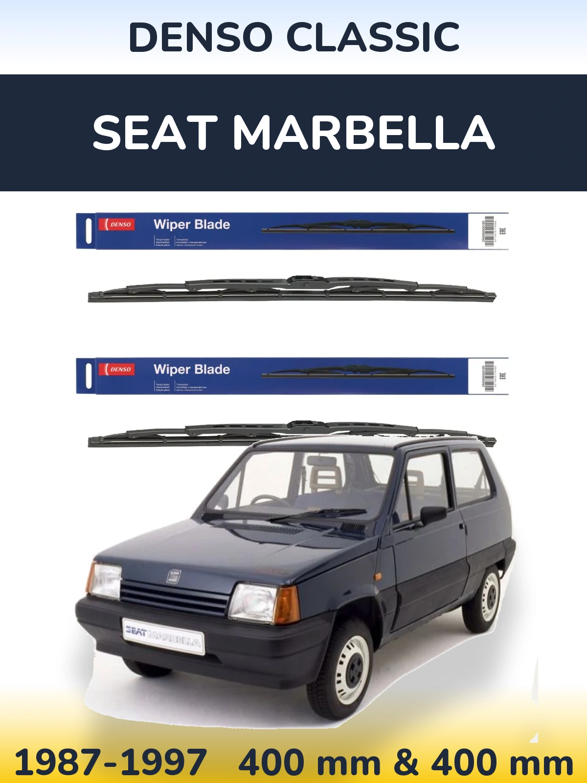 Komplet przednich wycieraczek Denso Classic 400 & 400 mm do SEAT Marbella 1987-1997