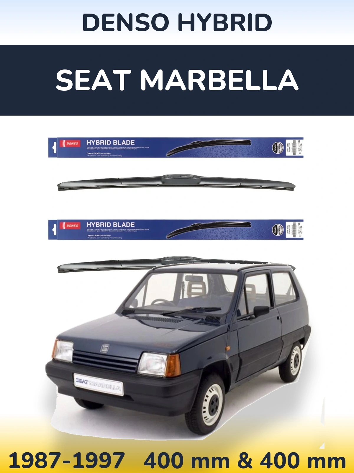 Komplet przednich wycieraczek Denso Hybrid 400 & 400 mm do SEAT Marbella 1987-1997