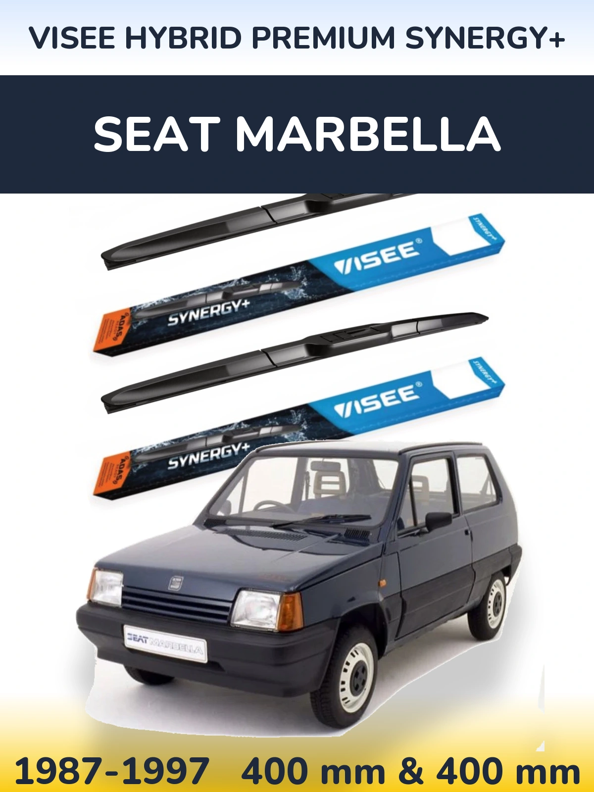 Komplet przednich wycieraczek VISEE HYBRID PREMIUM SYNERGY+ 400 & 400 mm do SEAT Marbella 1987-1997