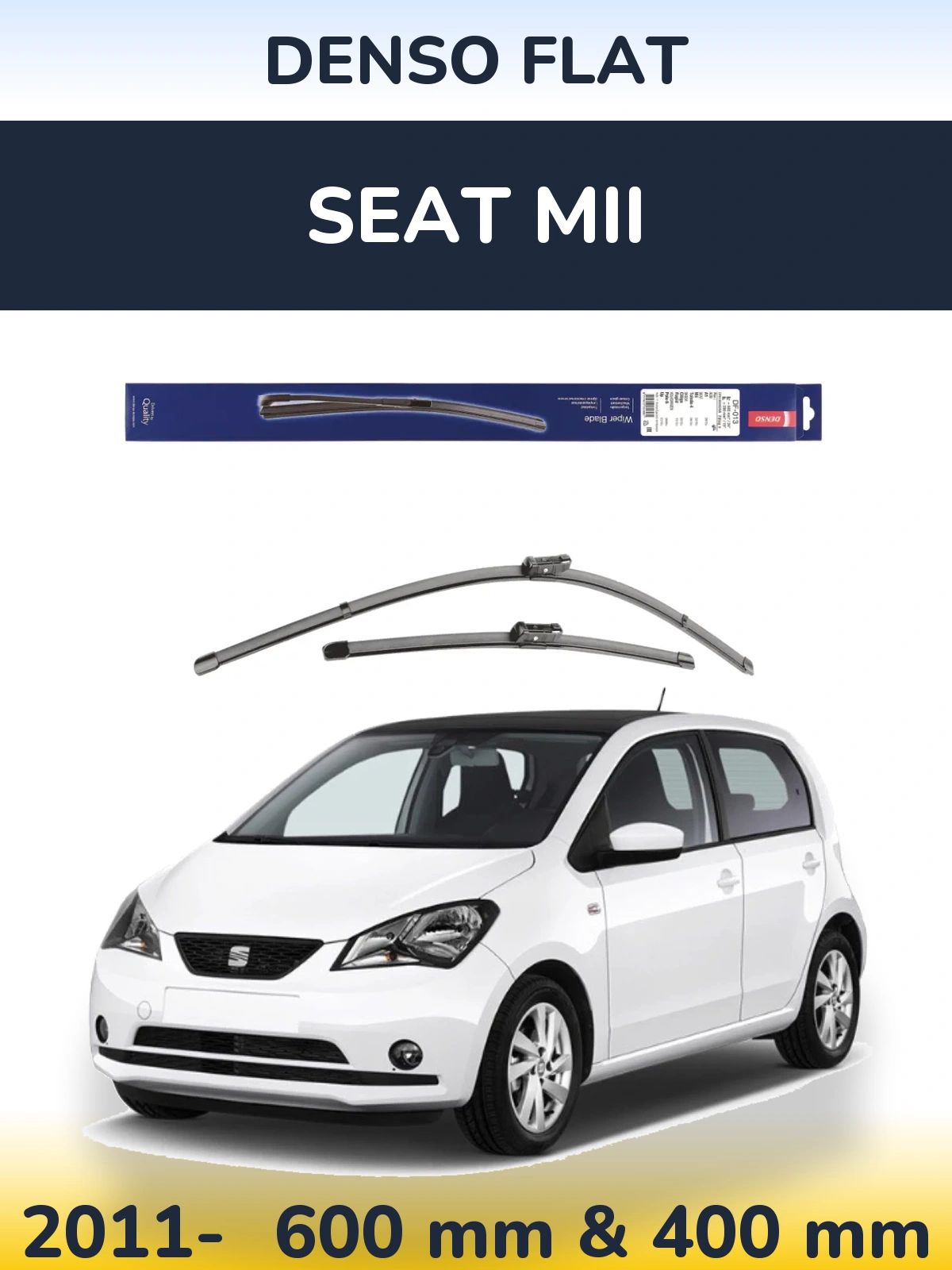 Komplet przednich wycieraczek Denso Flat 600 & 380 mm do SEAT Mii 2011-2026