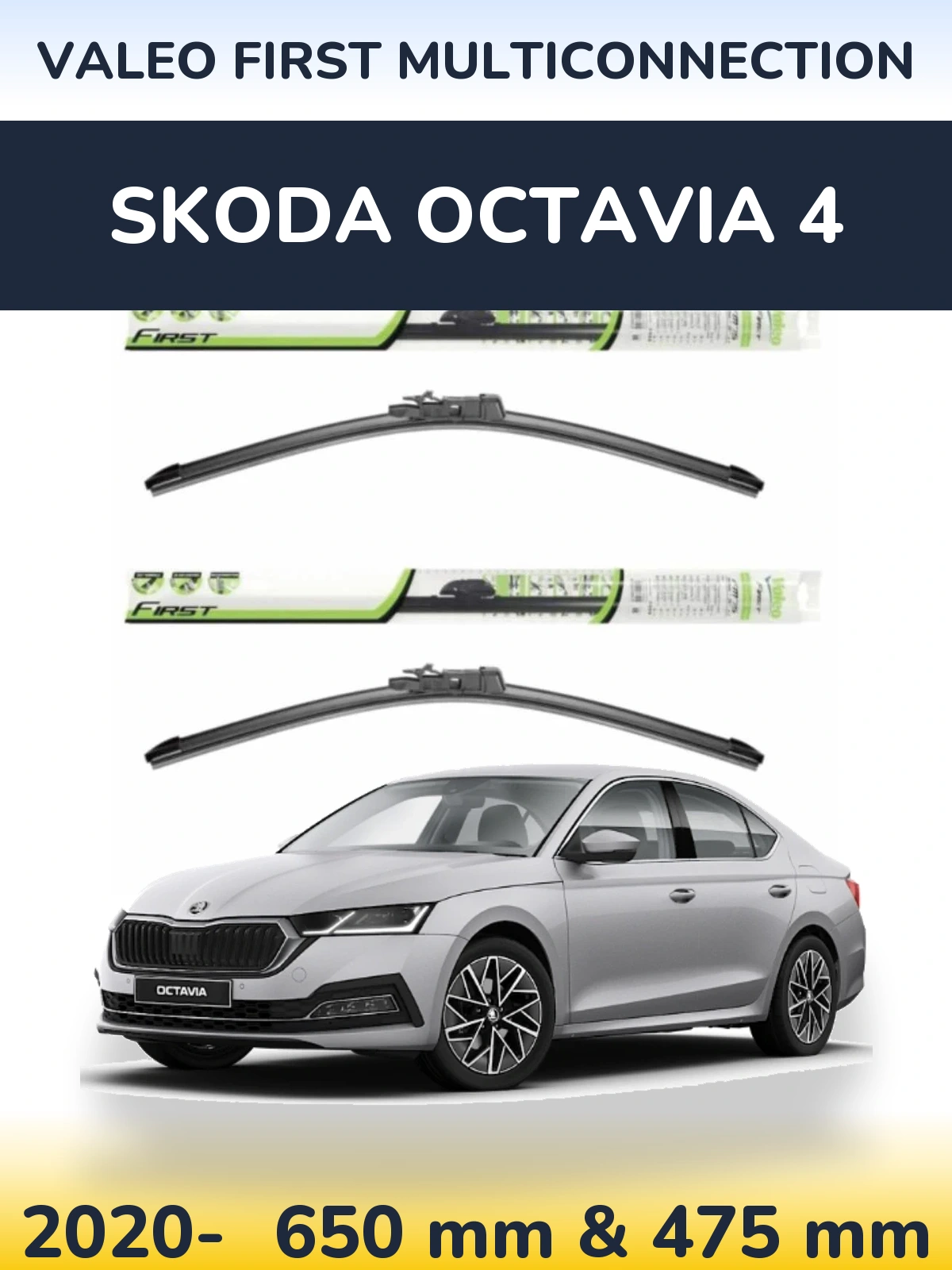 Komplet przednich wycieraczek Valeo First MultiConnection 650 & 475 mm do Skoda Octavia 4 2020-2026