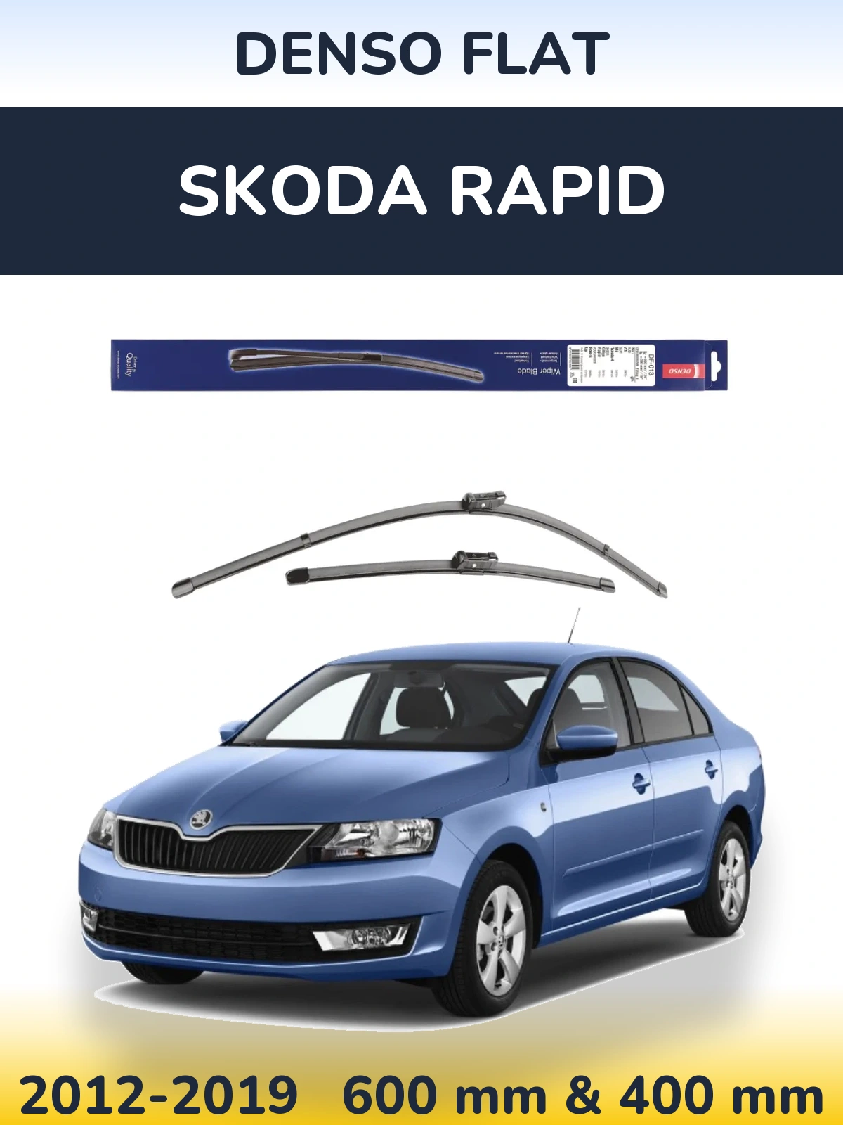 Komplet przednich wycieraczek Denso Flat 600 & 380 mm do Skoda Rapid 2012-2019
