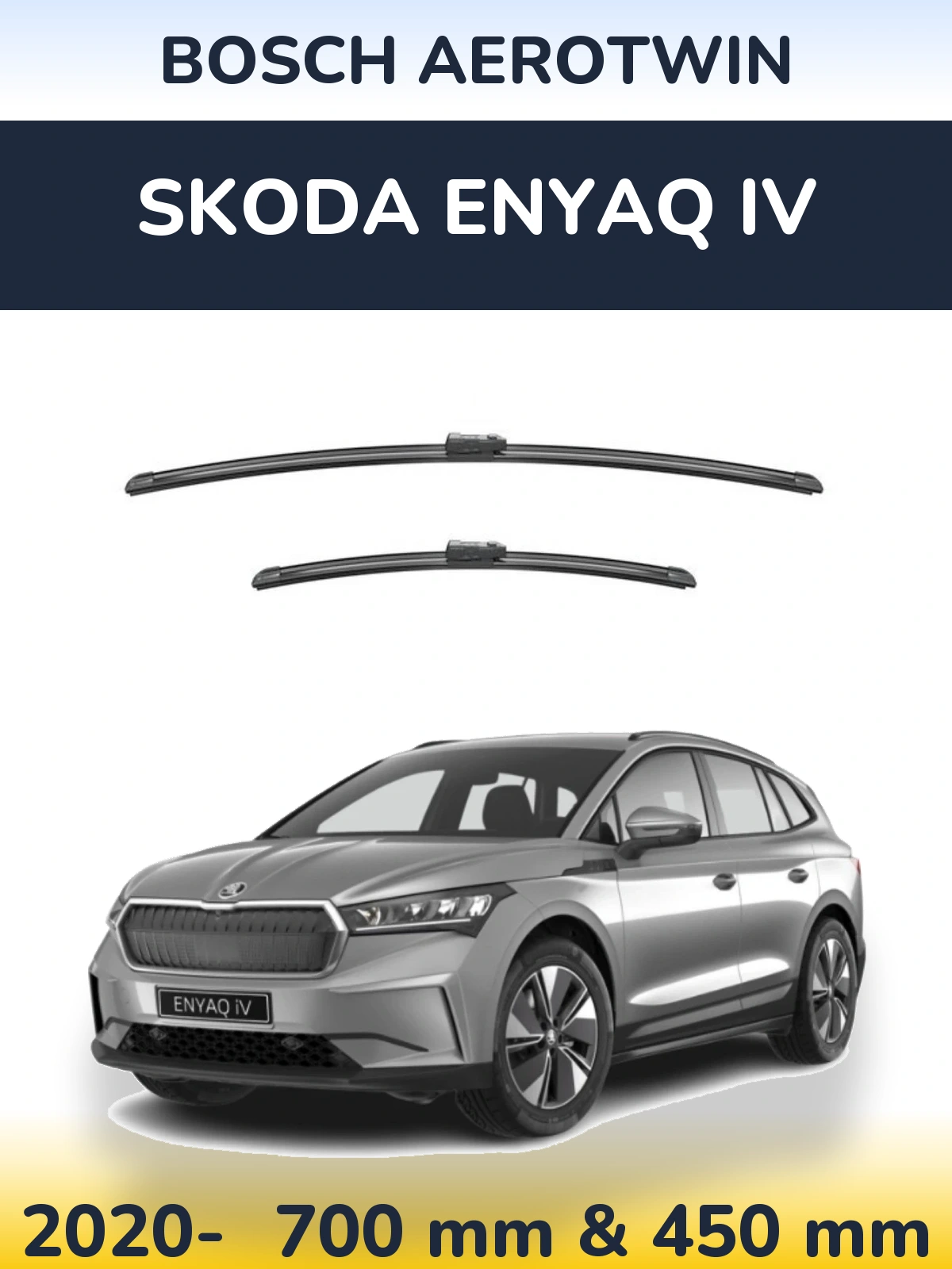 Комплект передних дворников BOSCH AeroTwin 700 & 450 мм для Skoda Enyaq iV 2020-2026