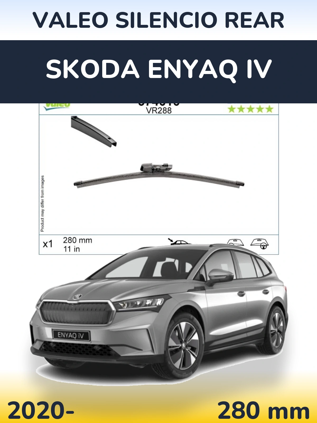 Rear wiper blade Valeo Silencio Rear 280 mm for Skoda Enyaq iV 2020-2026