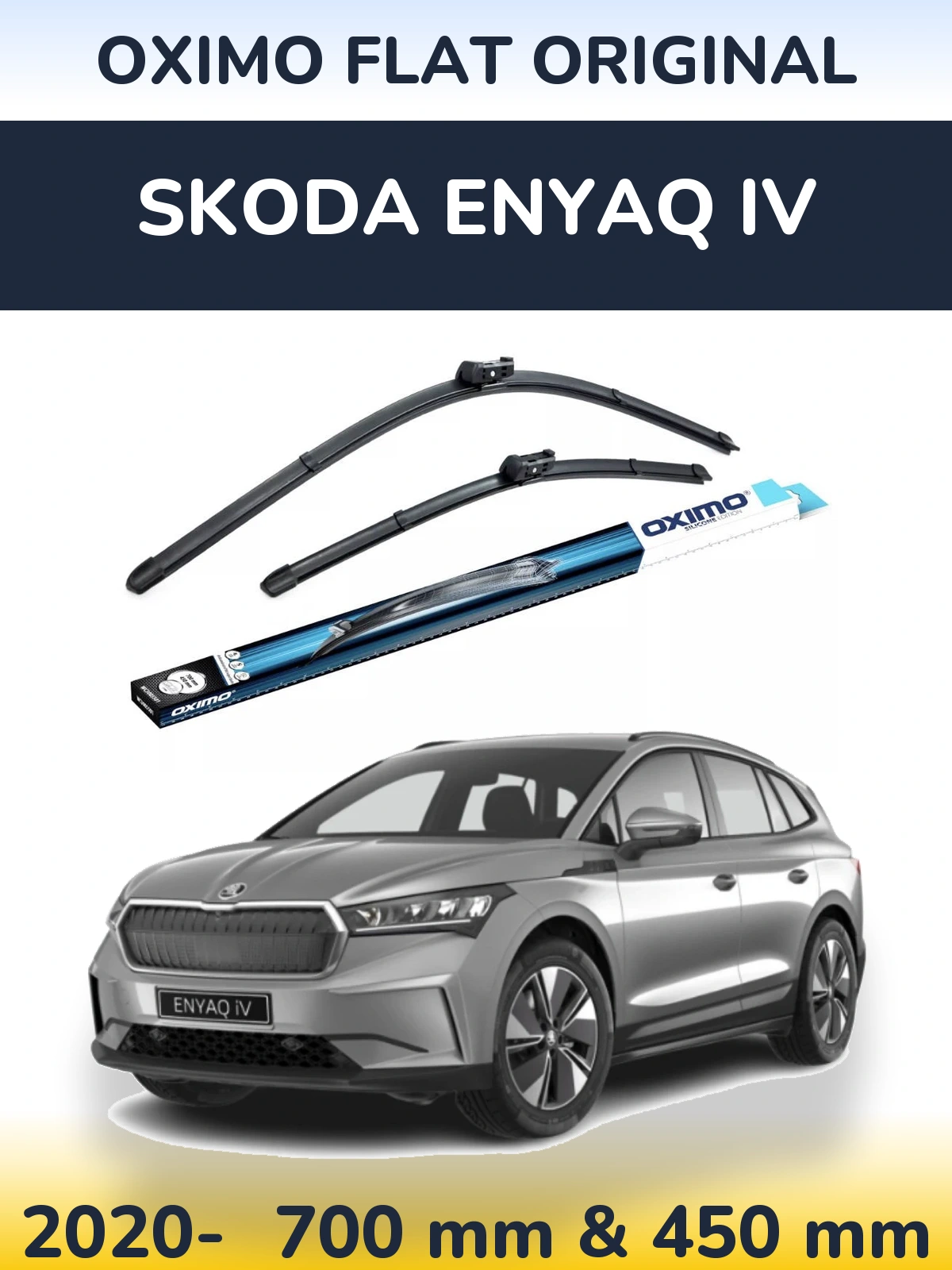 Комплект передних дворников Oximo Flat Original 700 & 450 мм для Skoda Enyaq iV 2020-2026