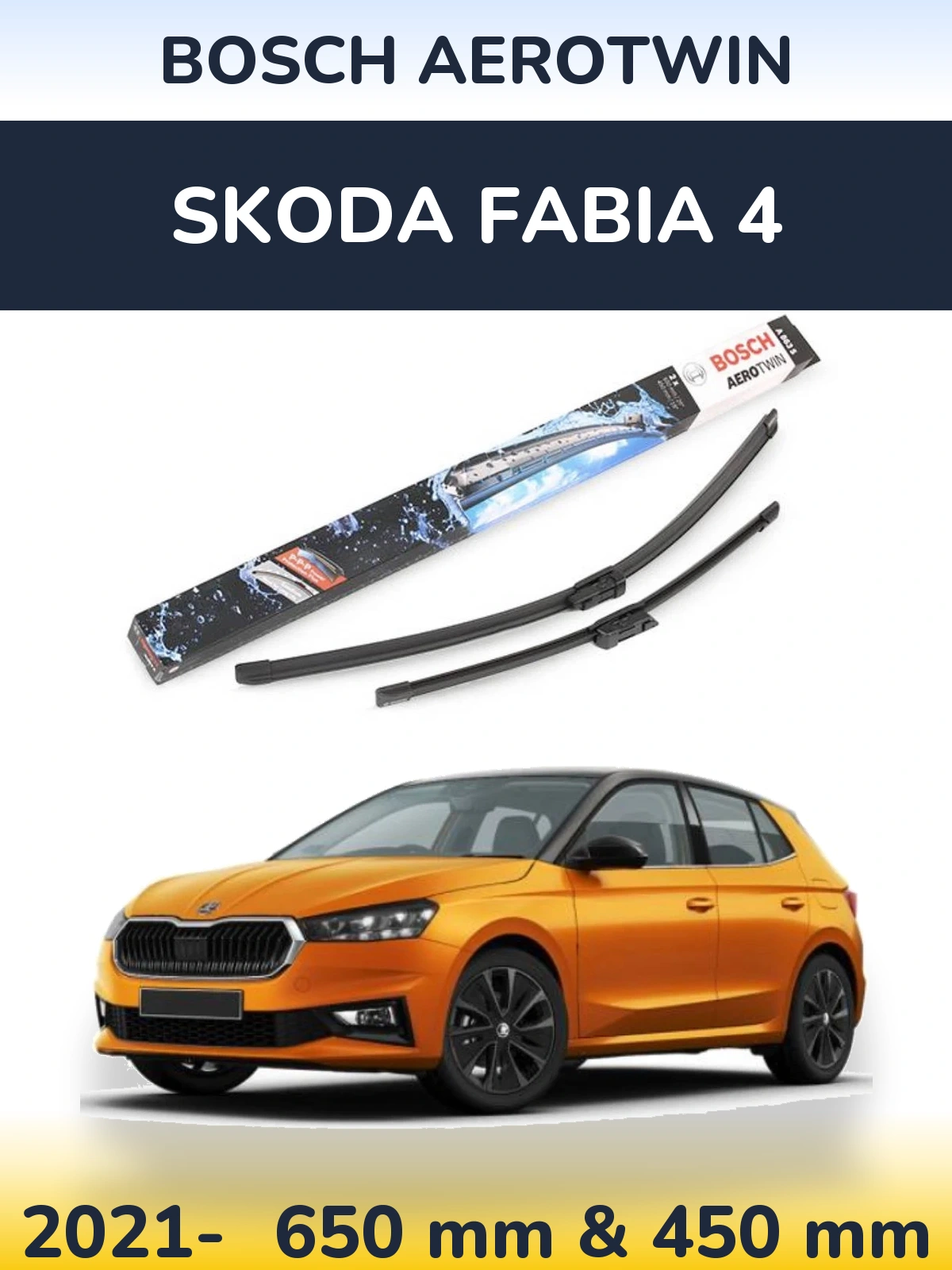 Komplet przednich wycieraczek BOSCH AeroTwin 650 & 450 mm do Skoda Fabia 4 2021-2026