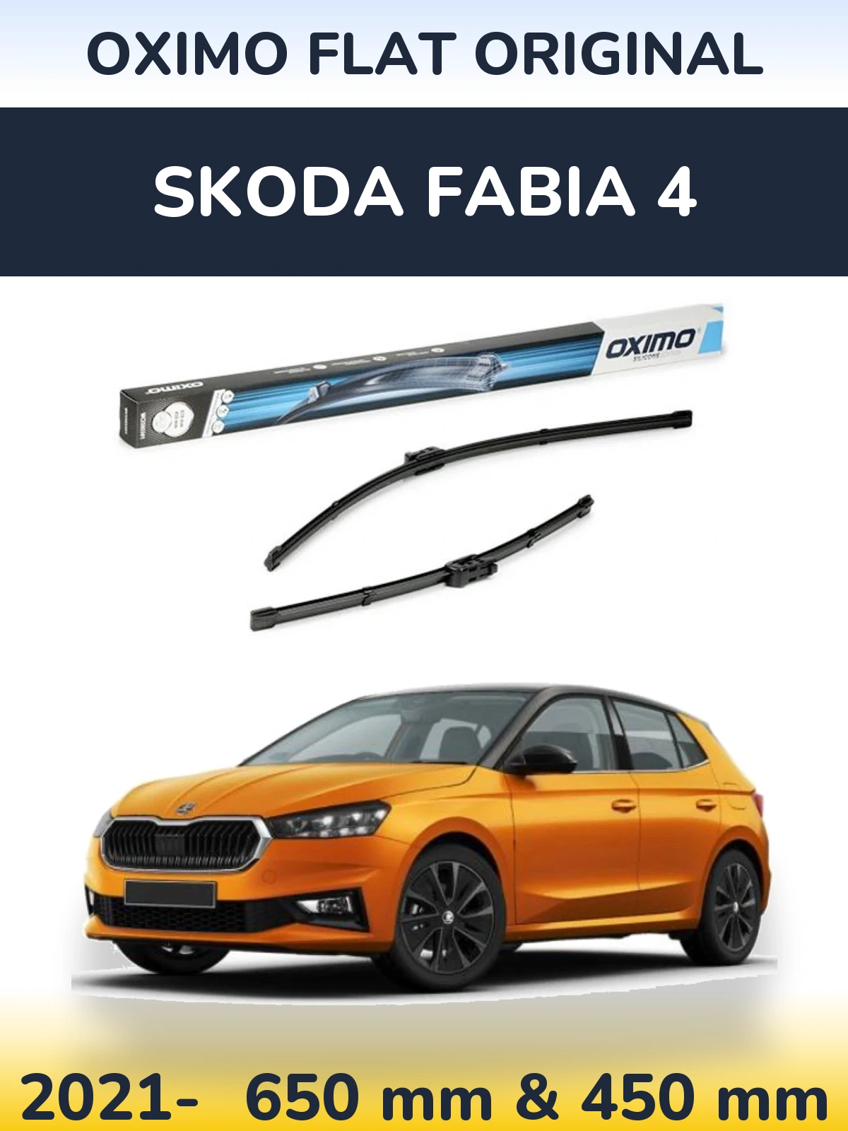 Komplet przednich wycieraczek Oximo Flat Original 650 & 450 mm do Skoda Fabia 4 2021-2026