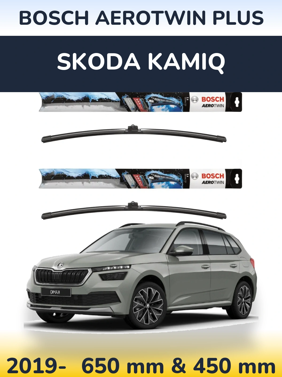 Komplet przednich wycieraczek BOSCH AeroTwin Plus 650 & 450 mm do Skoda Kamiq 2019-2026