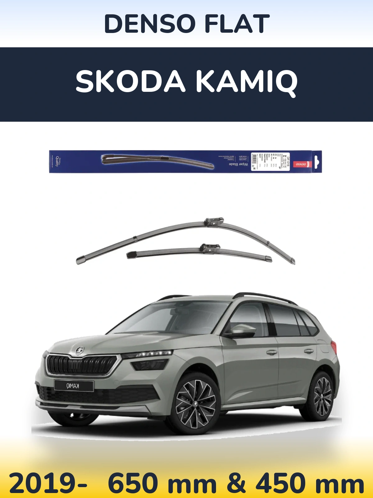 Komplet przednich wycieraczek Denso Flat 650 & 450 mm do Skoda Kamiq 2019-2026