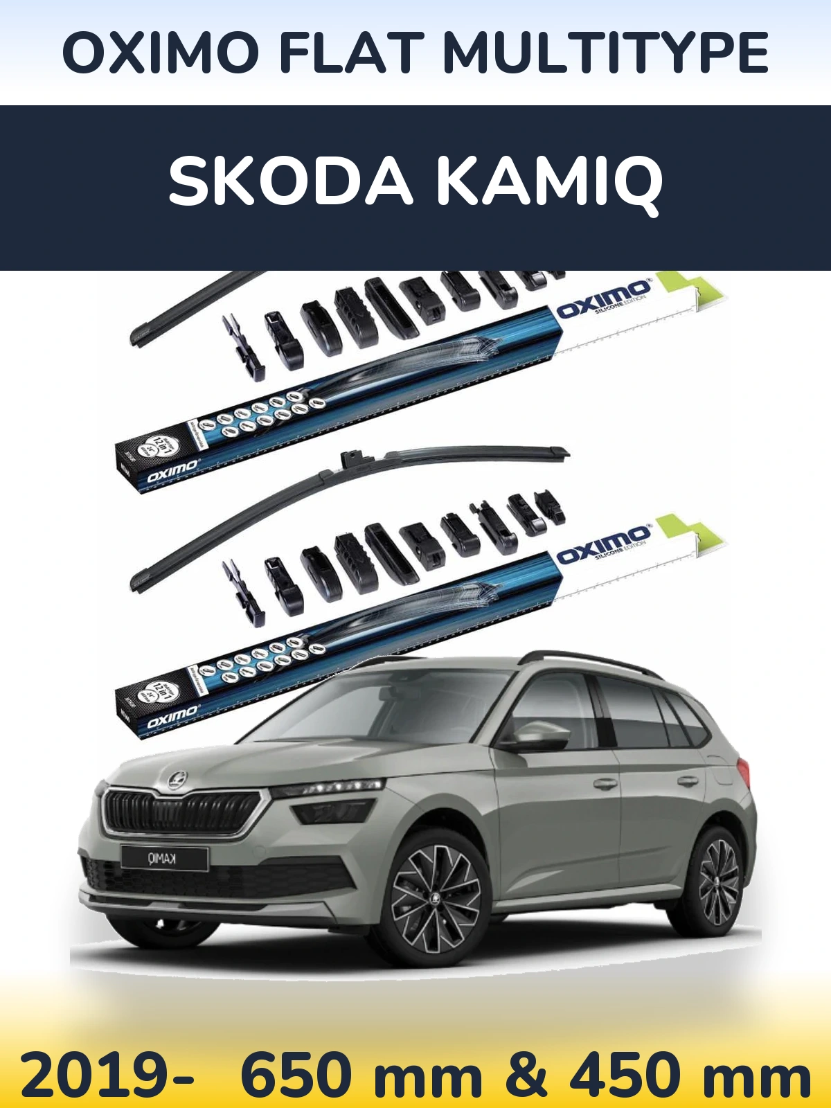 Komplet przednich wycieraczek Oximo Flat MultiType 650 & 450 mm do Skoda Kamiq 2019-2026