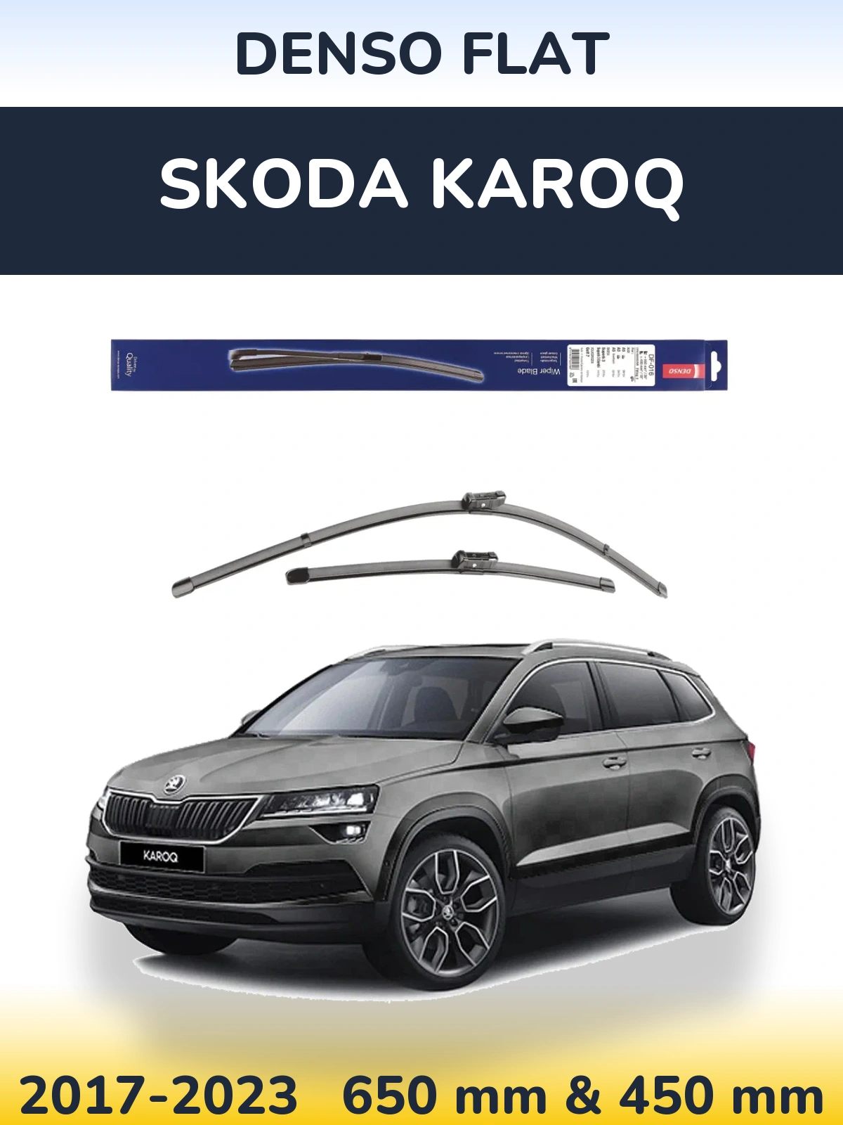 Komplet przednich wycieraczek Denso Flat 650 & 450 mm do Skoda Karoq 2017-2023