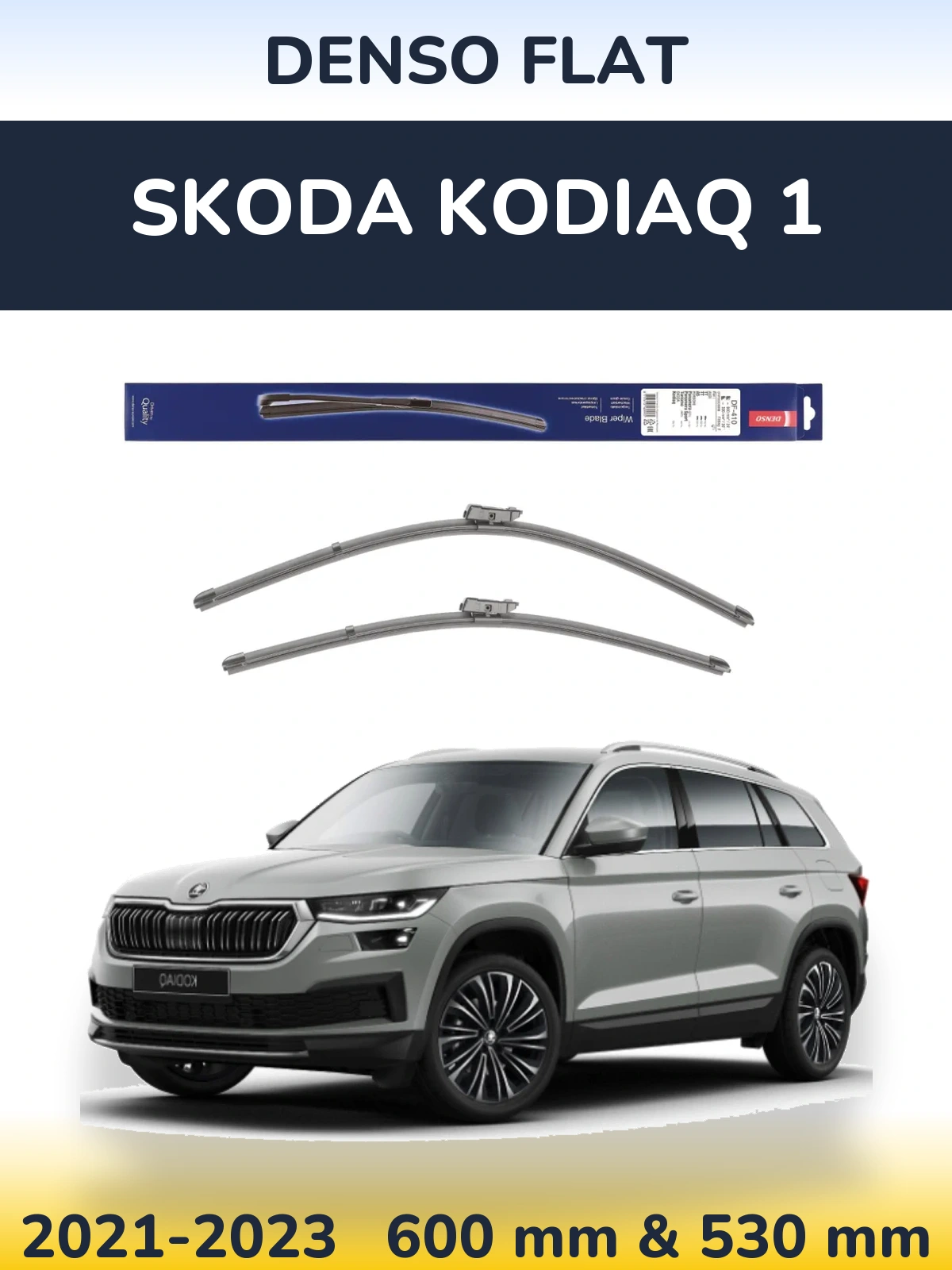 Komplet przednich wycieraczek Denso Flat 600 & 520 mm do Skoda Kodiaq 1 2021-2023