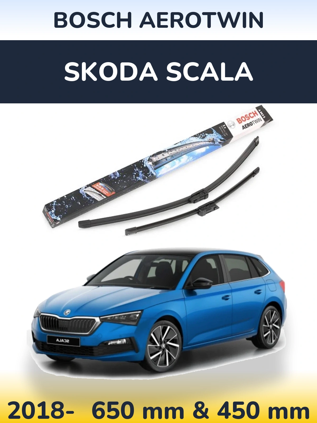 Komplet przednich wycieraczek BOSCH AeroTwin 650 & 450 mm do Skoda Scala 2018-2026