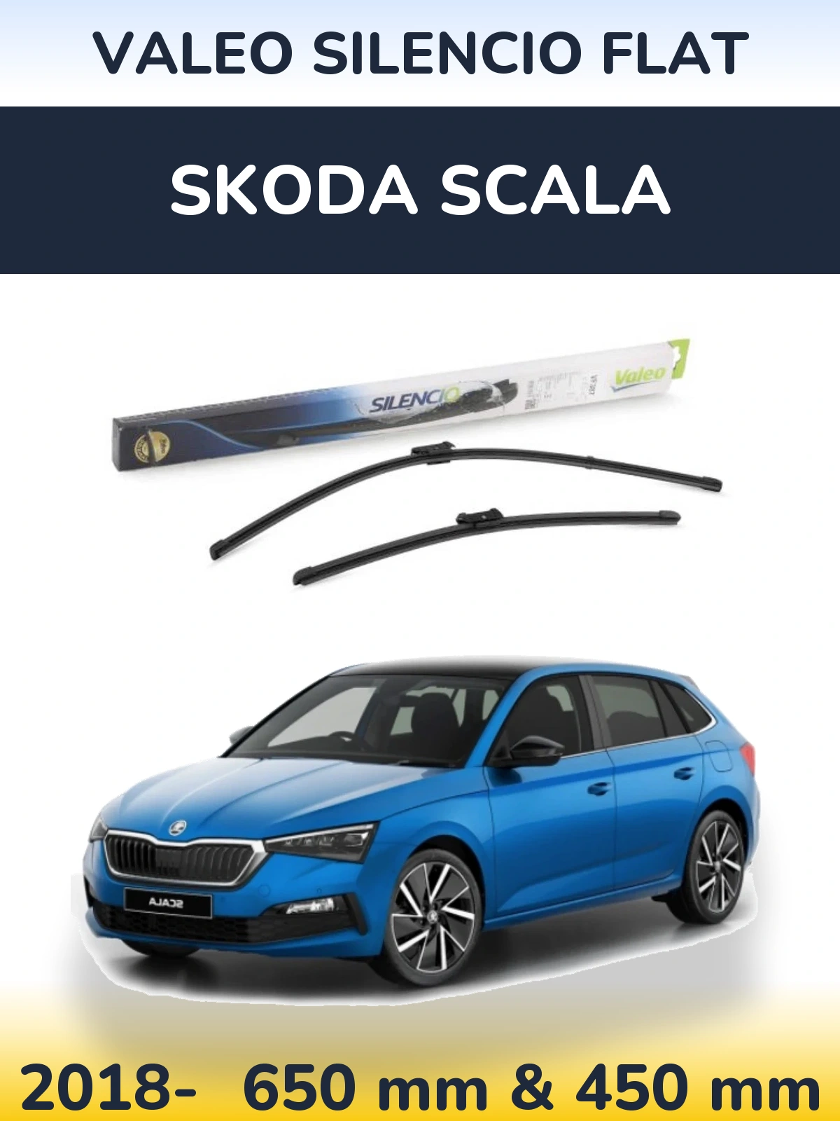 Komplet przednich wycieraczek Valeo Silencio Flat 650 & 450 mm do Skoda Scala 2018-2026