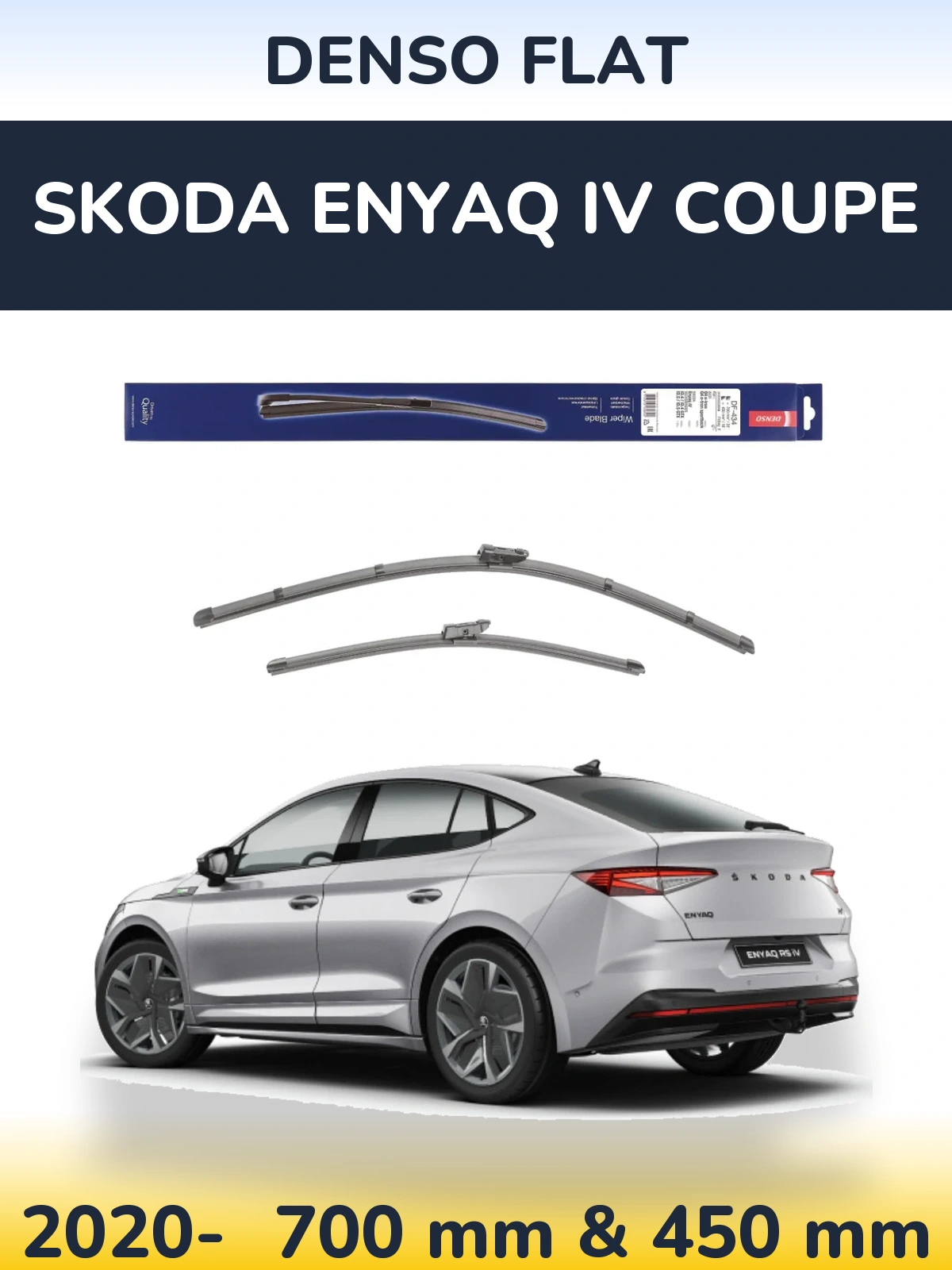 Komplet przednich wycieraczek Denso Flat 700 & 450 mm do Skoda Enyaq iV Coupe 2020-2026