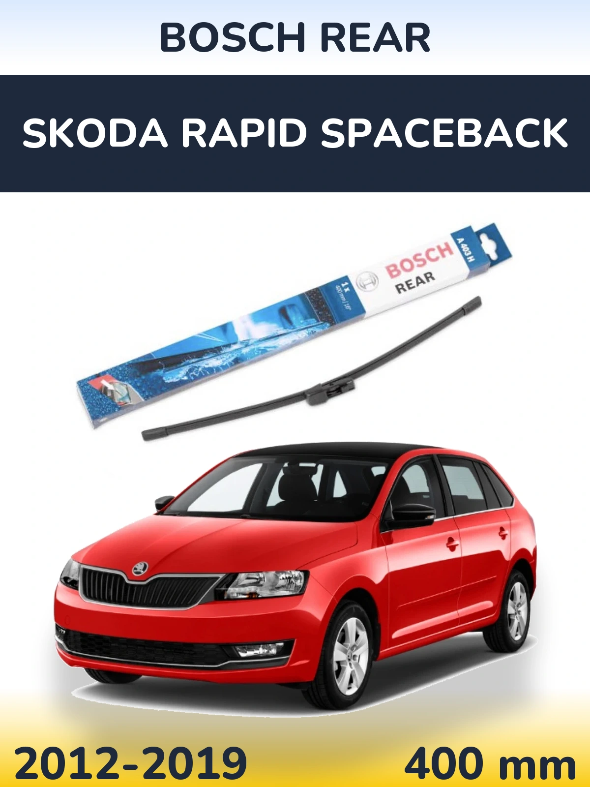 Rear wiper blade BOSCH Rear 400 mm for Skoda Rapid Spaceback 2012-2019