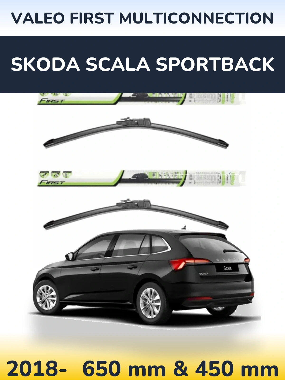 Komplet przednich wycieraczek Valeo First MultiConnection 650 & 450 mm do Skoda Scala Sportback 2018-2026