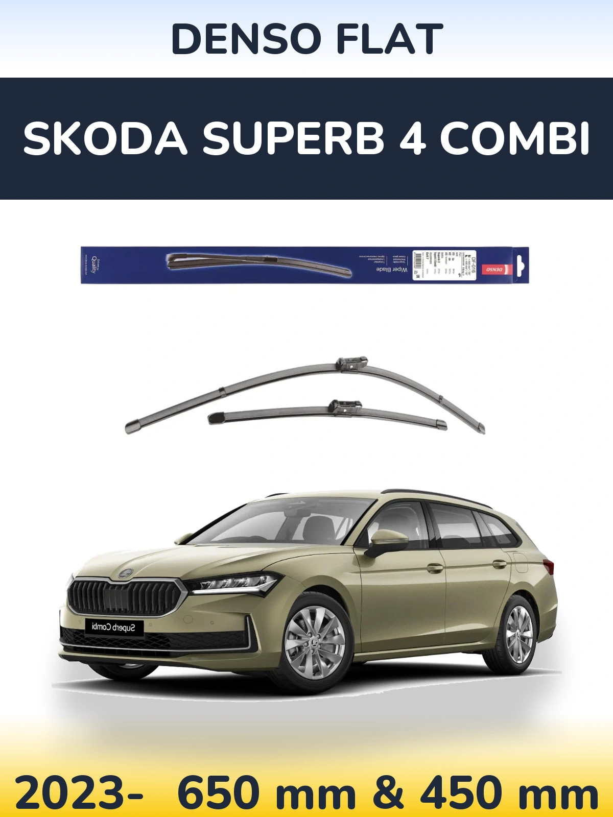 Komplet przednich wycieraczek Denso Flat 650 & 450 mm do Skoda Superb 4 Combi 2023-2026