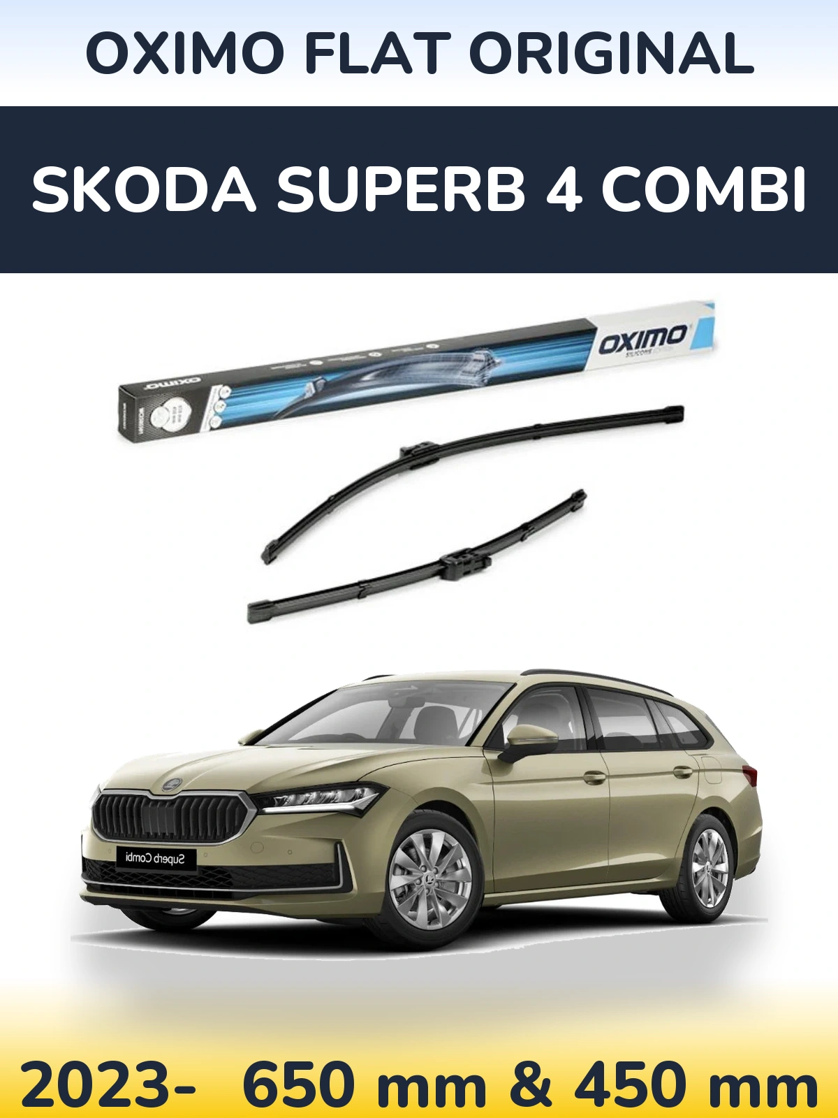 Komplet przednich wycieraczek Oximo Flat Original 650 & 450 mm do Skoda Superb 4 Combi 2023-2026