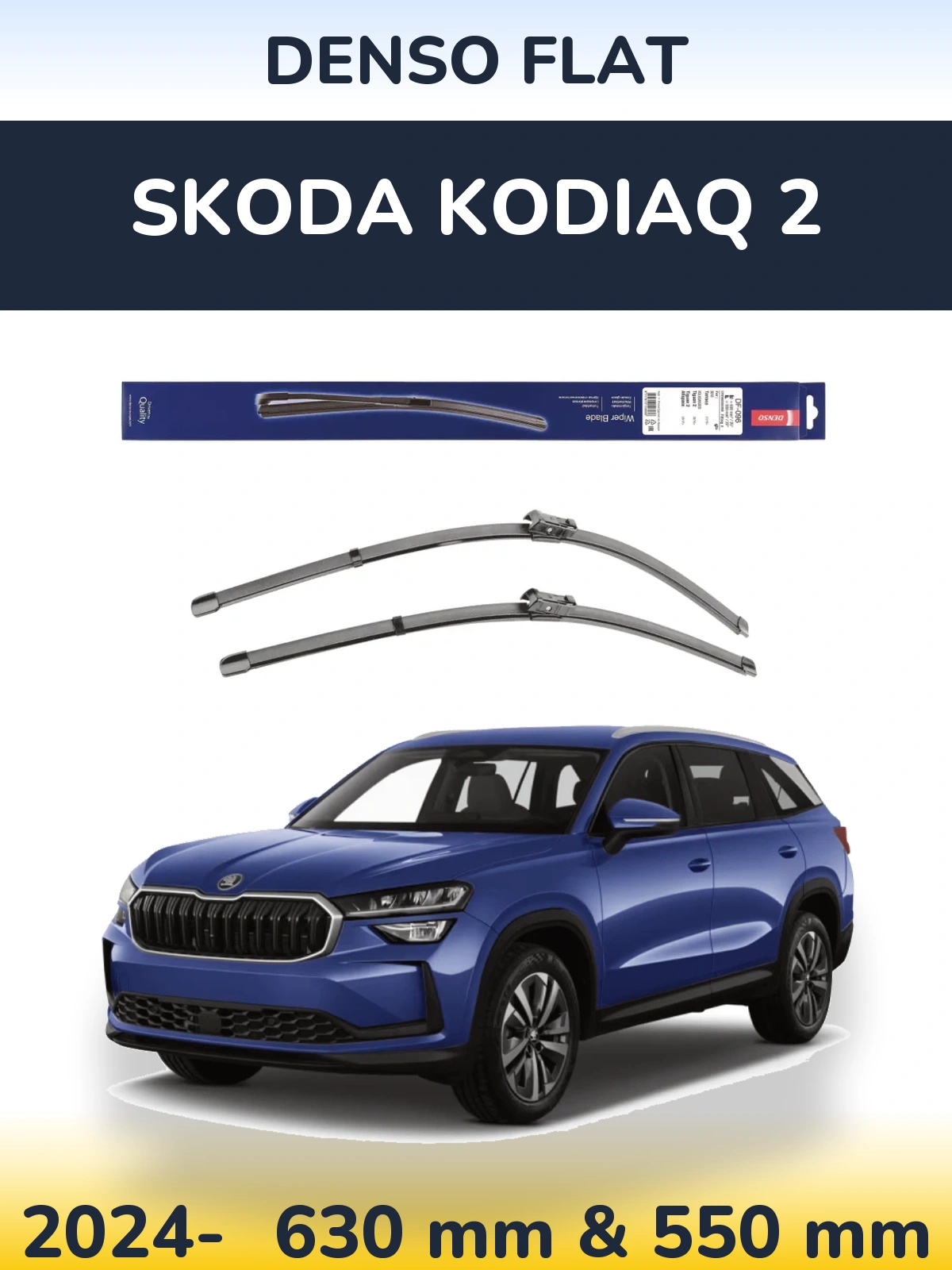 Komplet przednich wycieraczek Denso Flat 630 & 550 mm do Skoda Kodiaq 2 2024-2026