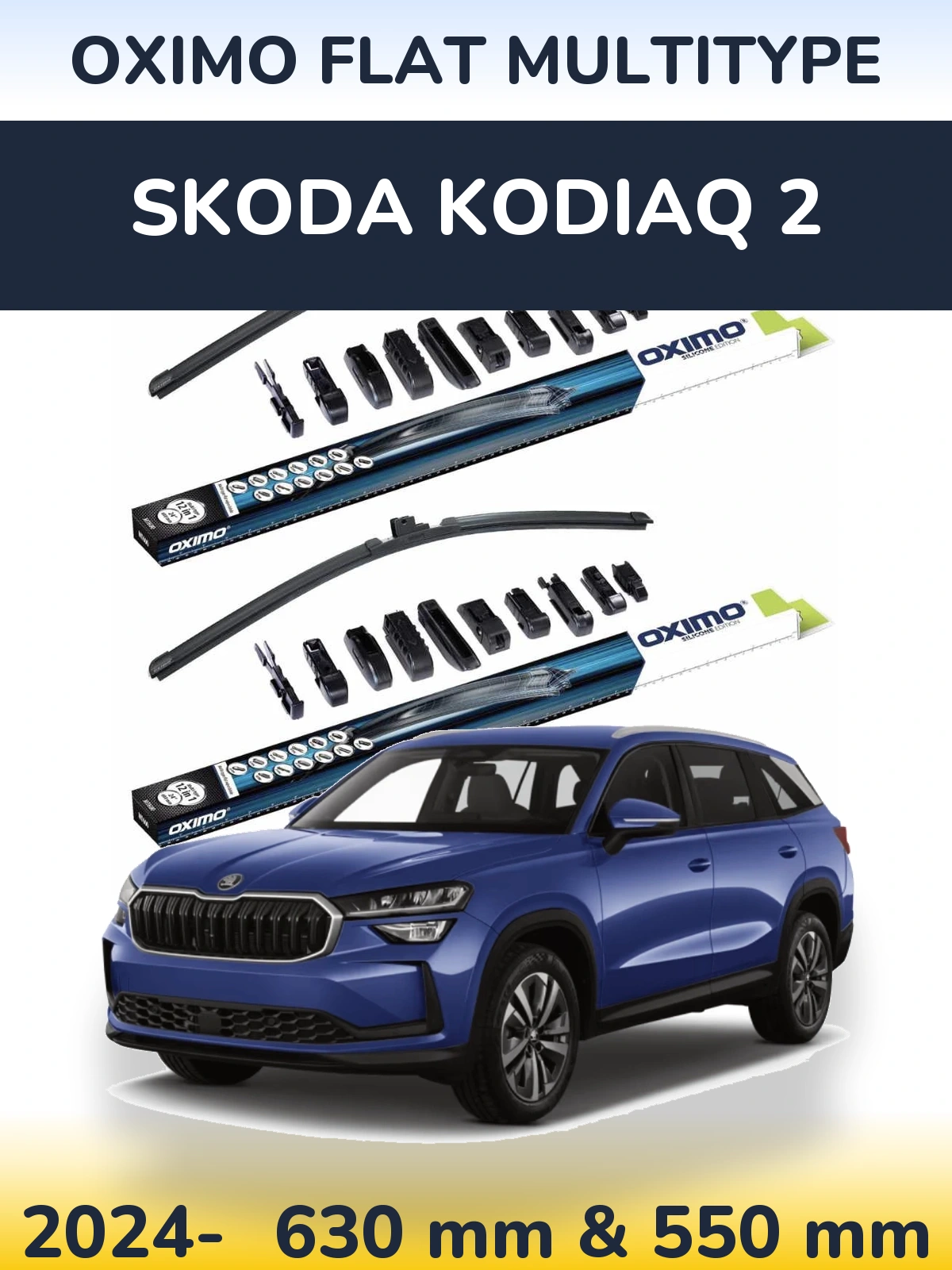Komplet przednich wycieraczek Oximo Flat MultiType 600 & 550 mm do Skoda Kodiaq 2 2024-2026