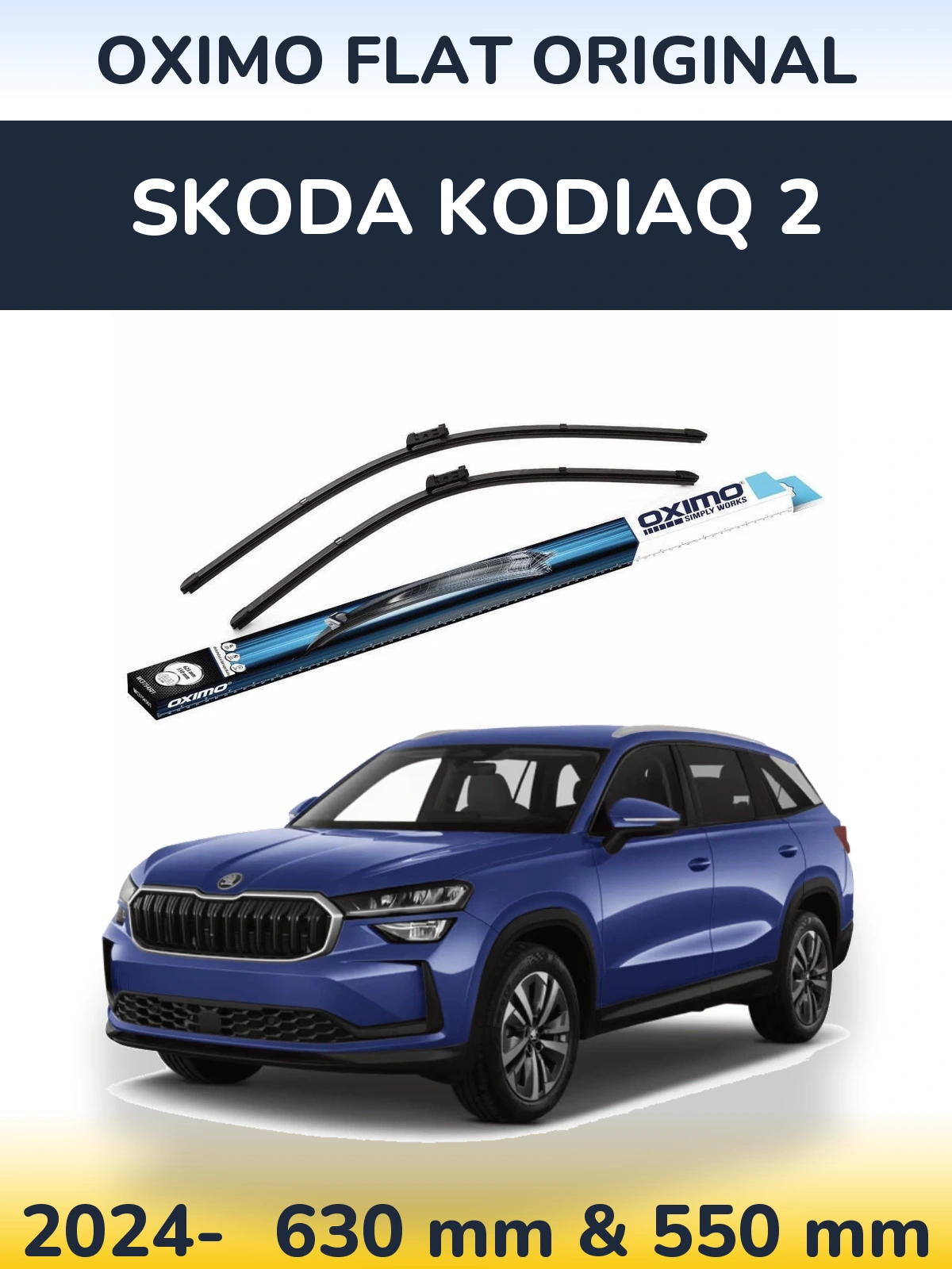 Komplet przednich wycieraczek Oximo Flat Original 630 & 550 mm do Skoda Kodiaq 2 2024-2026