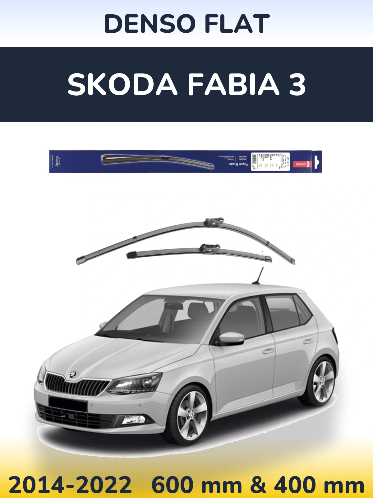 Komplet przednich wycieraczek Denso Flat 600 & 380 mm do Skoda Fabia 3 2014-2022